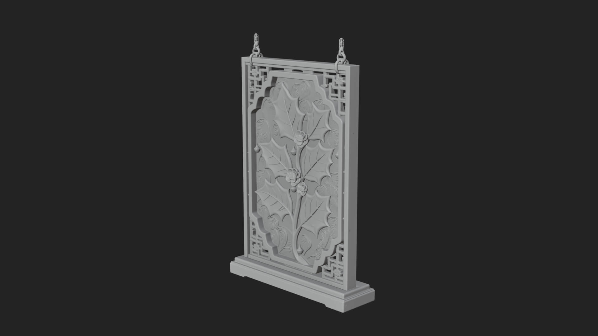 Holly Leaf Panel Ornament Design 2 3D Print Model 3D Model