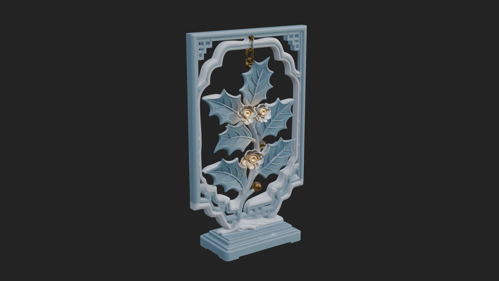 Holly Leaf Panel Ornament Design 3 3D Print Model 3D Model