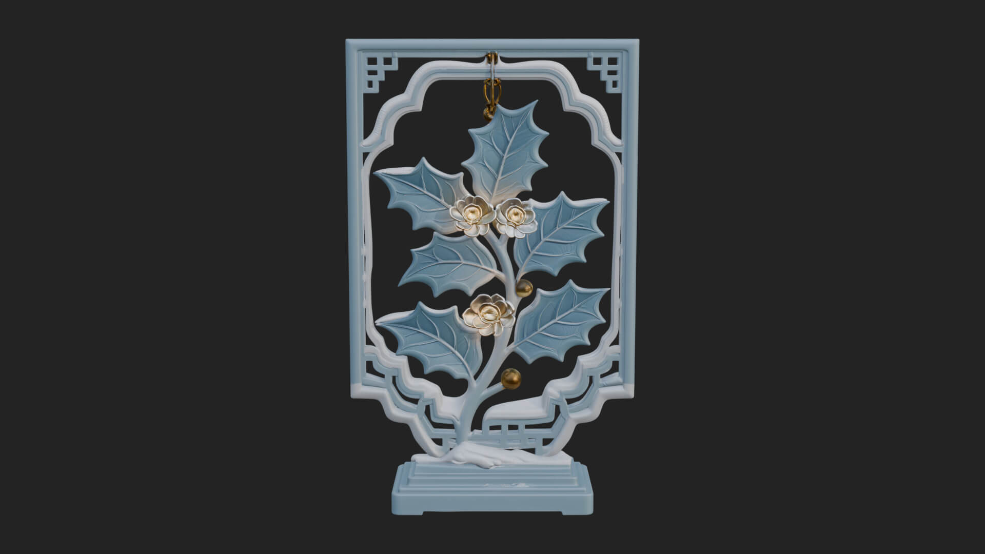 Holly Leaf Panel Ornament Design 3 3D Print Model 3D Model