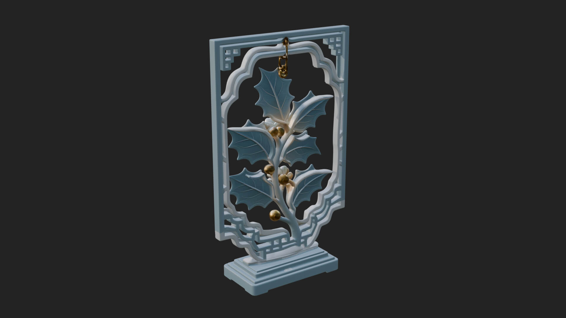 Holly Leaf Panel Ornament Design 3 3D Print Model 3D Model