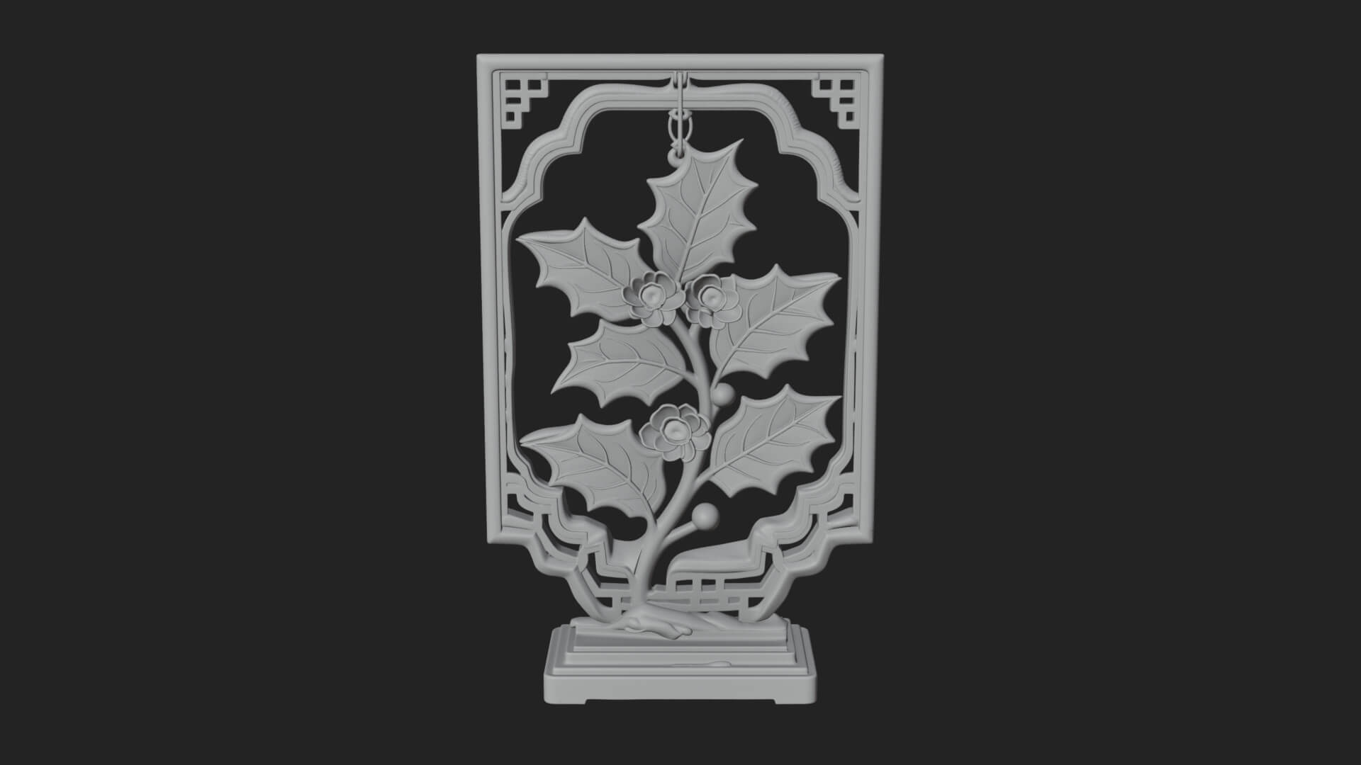 Holly Leaf Panel Ornament Design 3 3D Print Model 3D Model