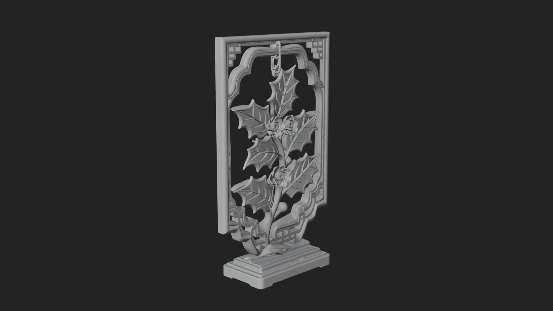 Holly Leaf Panel Ornament Design 3 3D Print Model 3D Model