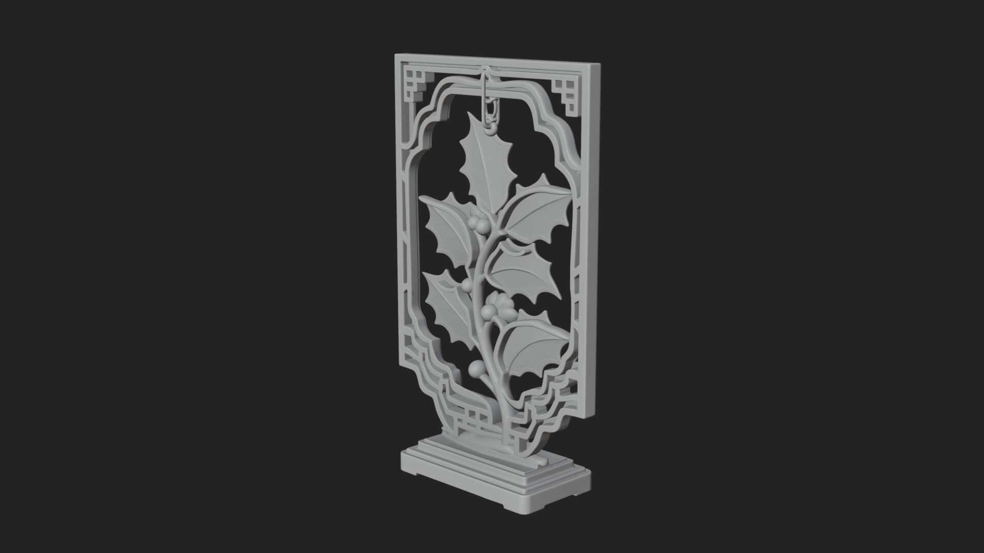 Holly Leaf Panel Ornament Design 3 3D Print Model 3D Model