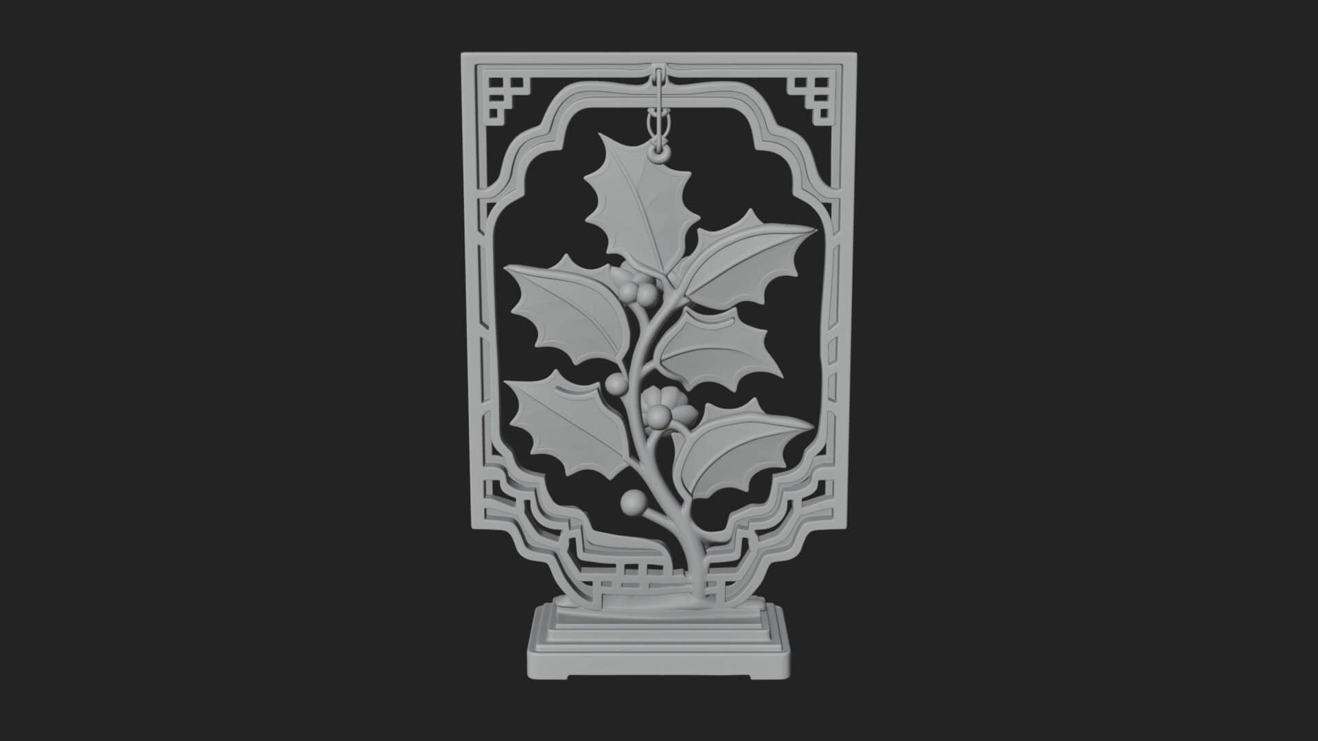 Holly Leaf Panel Ornament Design 3 3D Print Model 3D Model