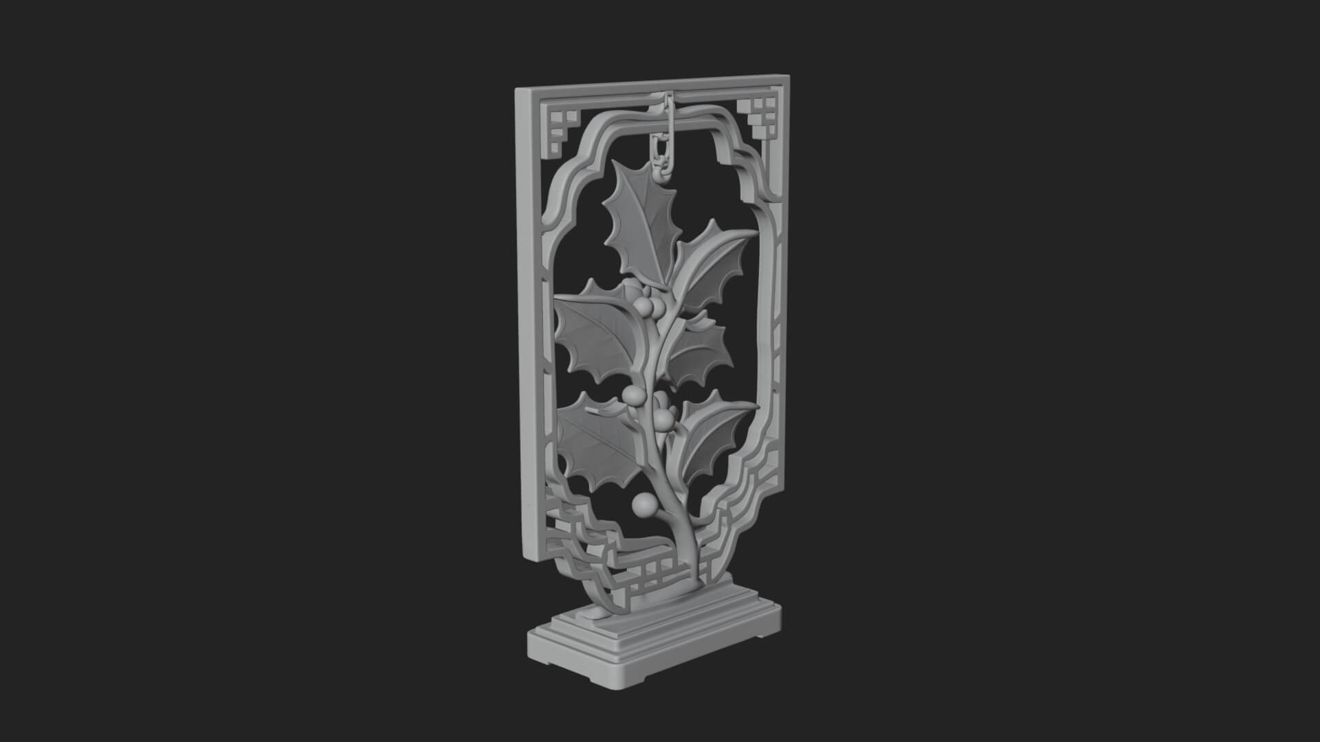 Holly Leaf Panel Ornament Design 3 3D Print Model 3D Model