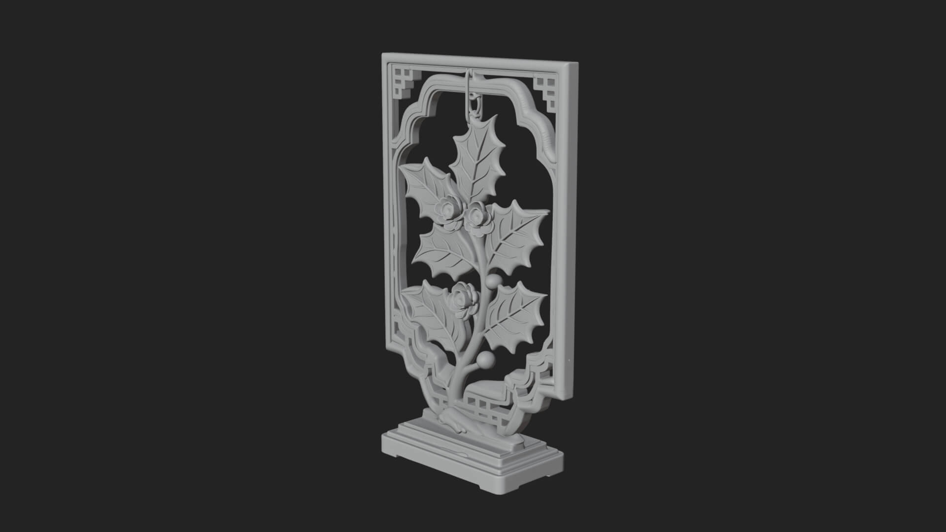 Holly Leaf Panel Ornament Design 3 3D Print Model 3D Model