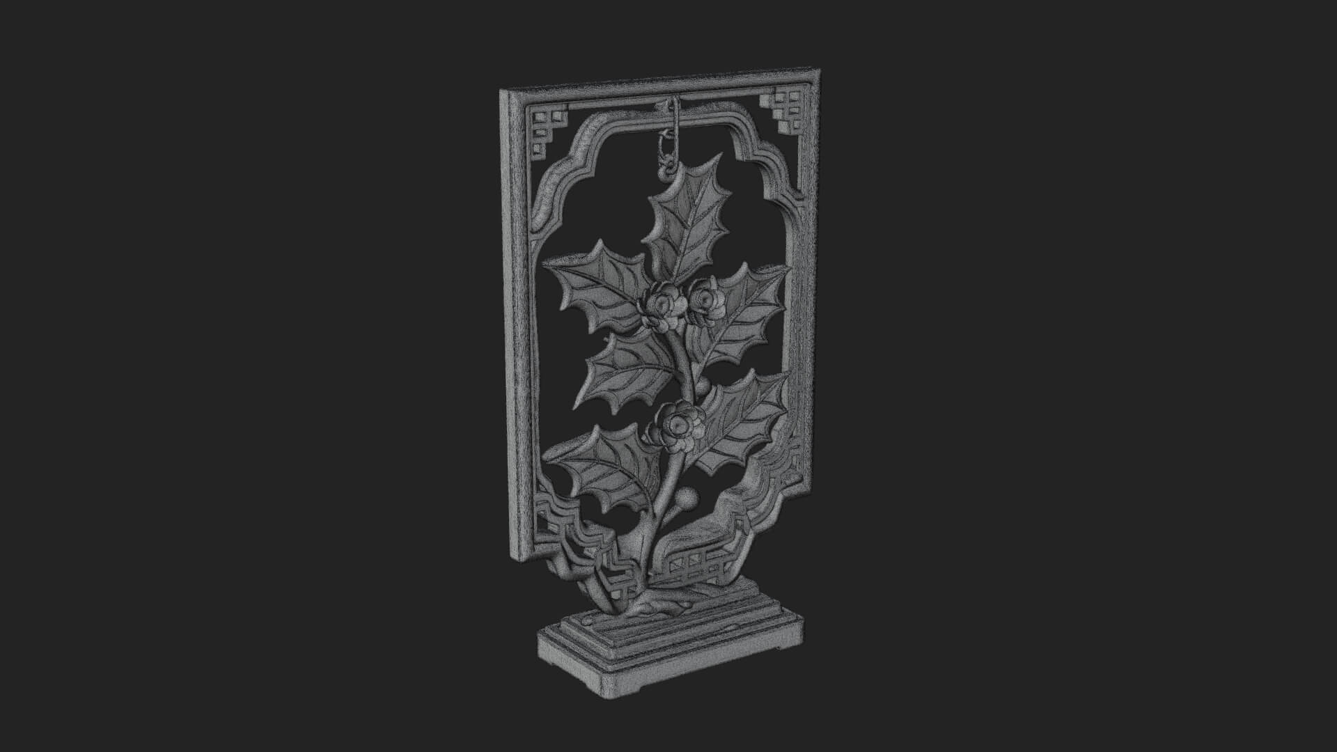 Holly Leaf Panel Ornament Design 3 3D Print Model 3D Model