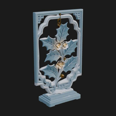 Holly Leaf Panel Ornament Design 3 3D Print Model