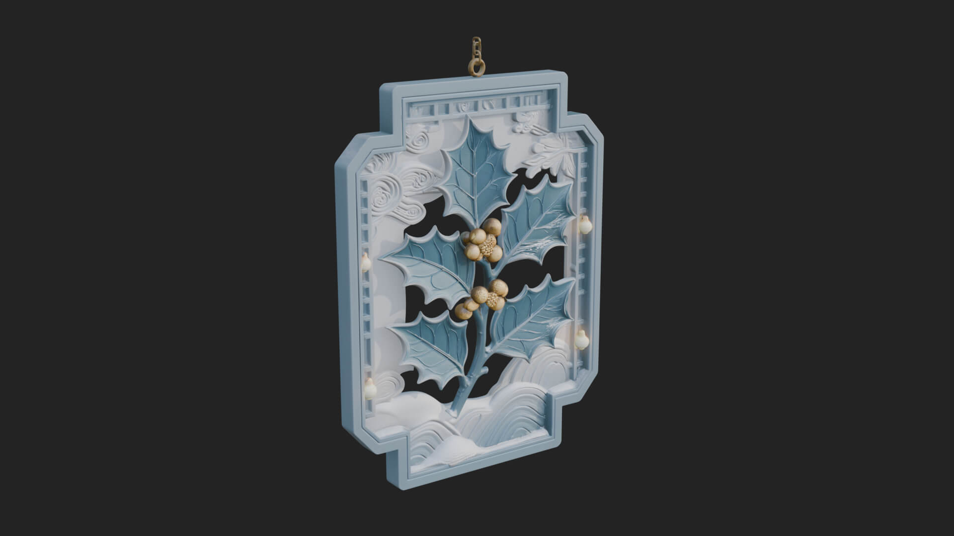 Holly Leaf Panel Ornament Design 4 3D Print Model 3D Model