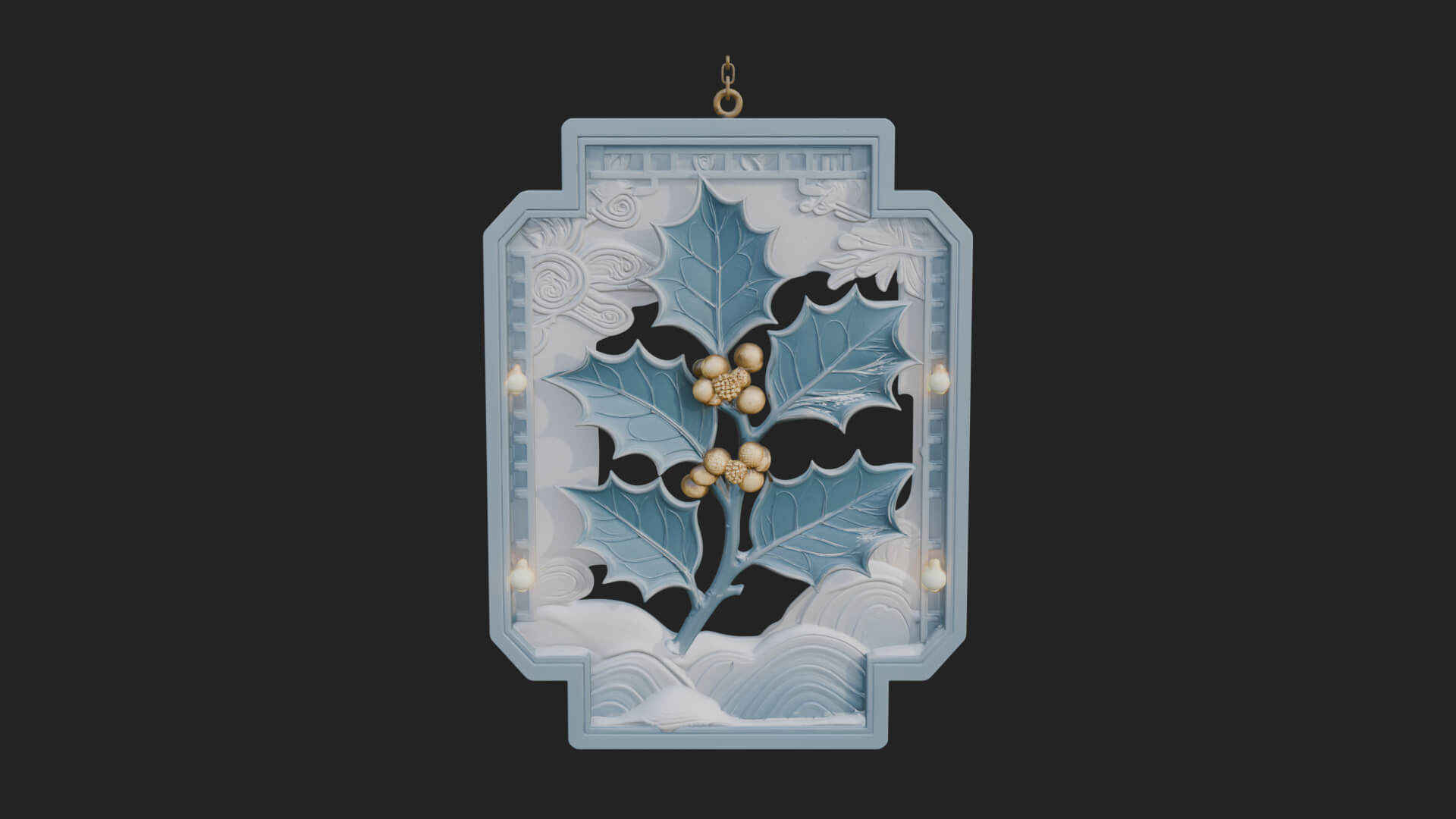Holly Leaf Panel Ornament Design 4 3D Print Model 3D Model