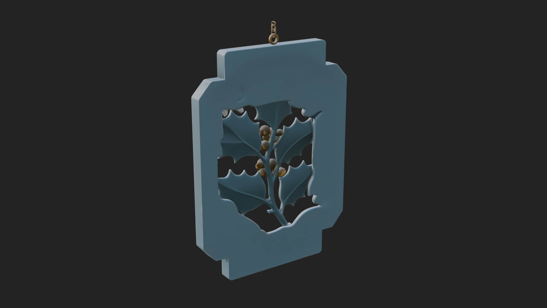 Holly Leaf Panel Ornament Design 4 3D Print Model 3D Model