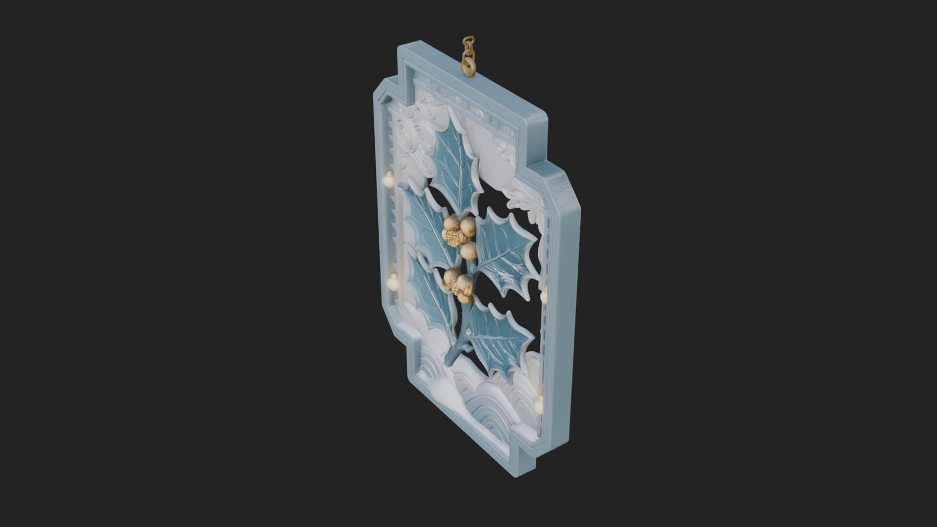 Holly Leaf Panel Ornament Design 4 3D Print Model 3D Model