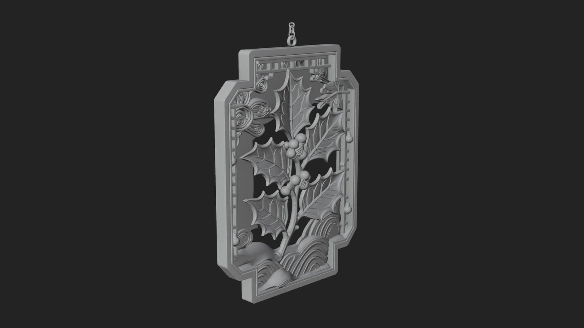 Holly Leaf Panel Ornament Design 4 3D Print Model 3D Model