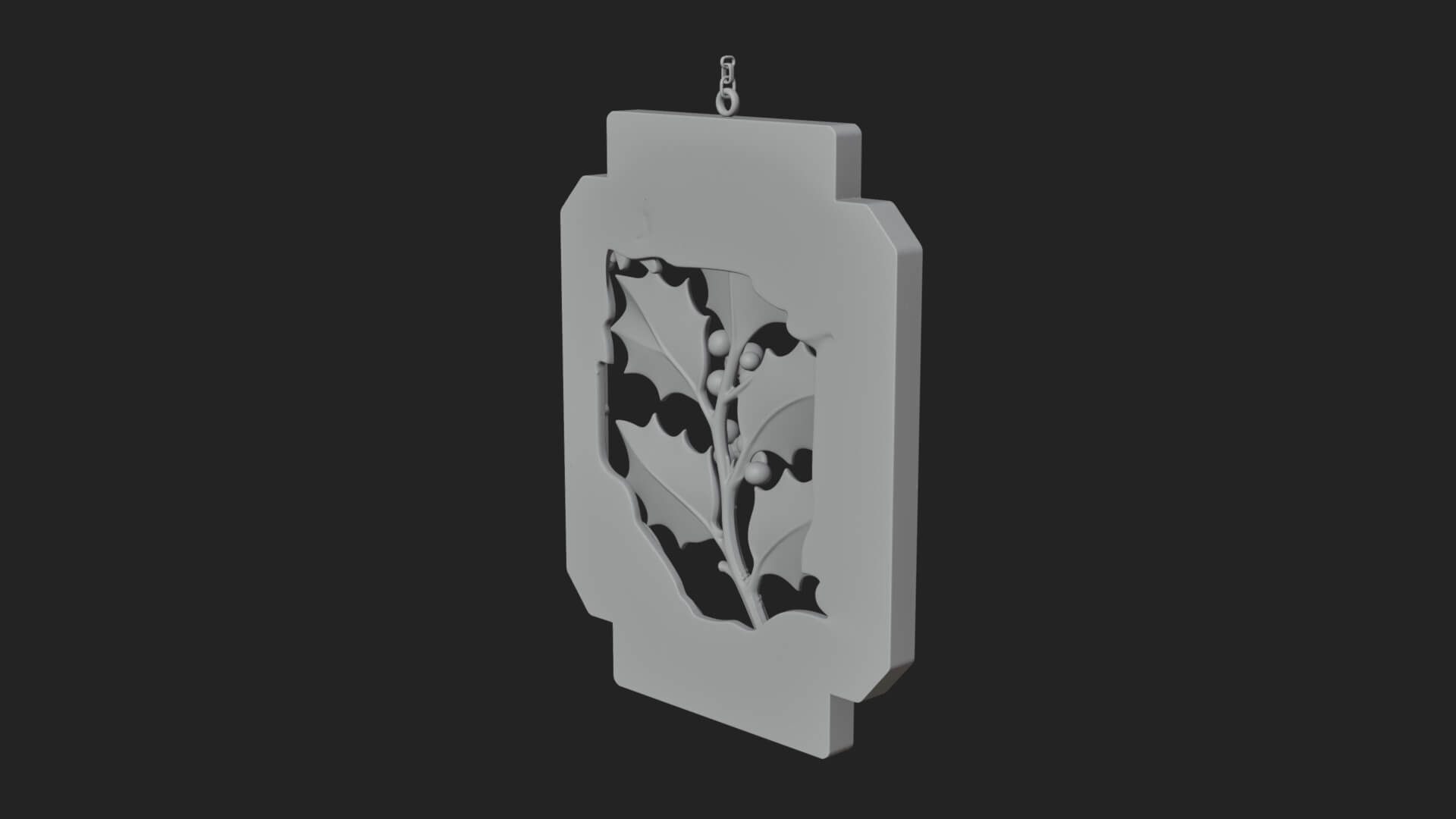 Holly Leaf Panel Ornament Design 4 3D Print Model 3D Model
