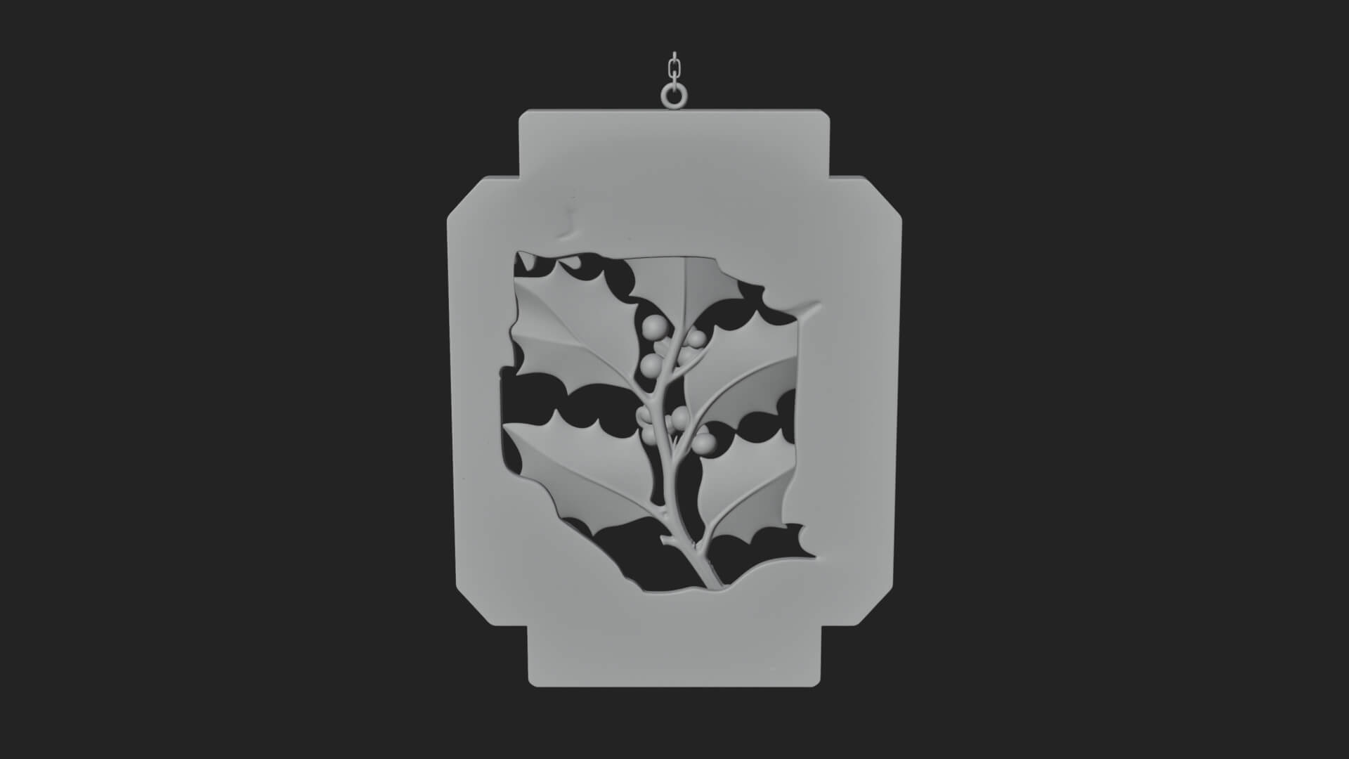 Holly Leaf Panel Ornament Design 4 3D Print Model 3D Model