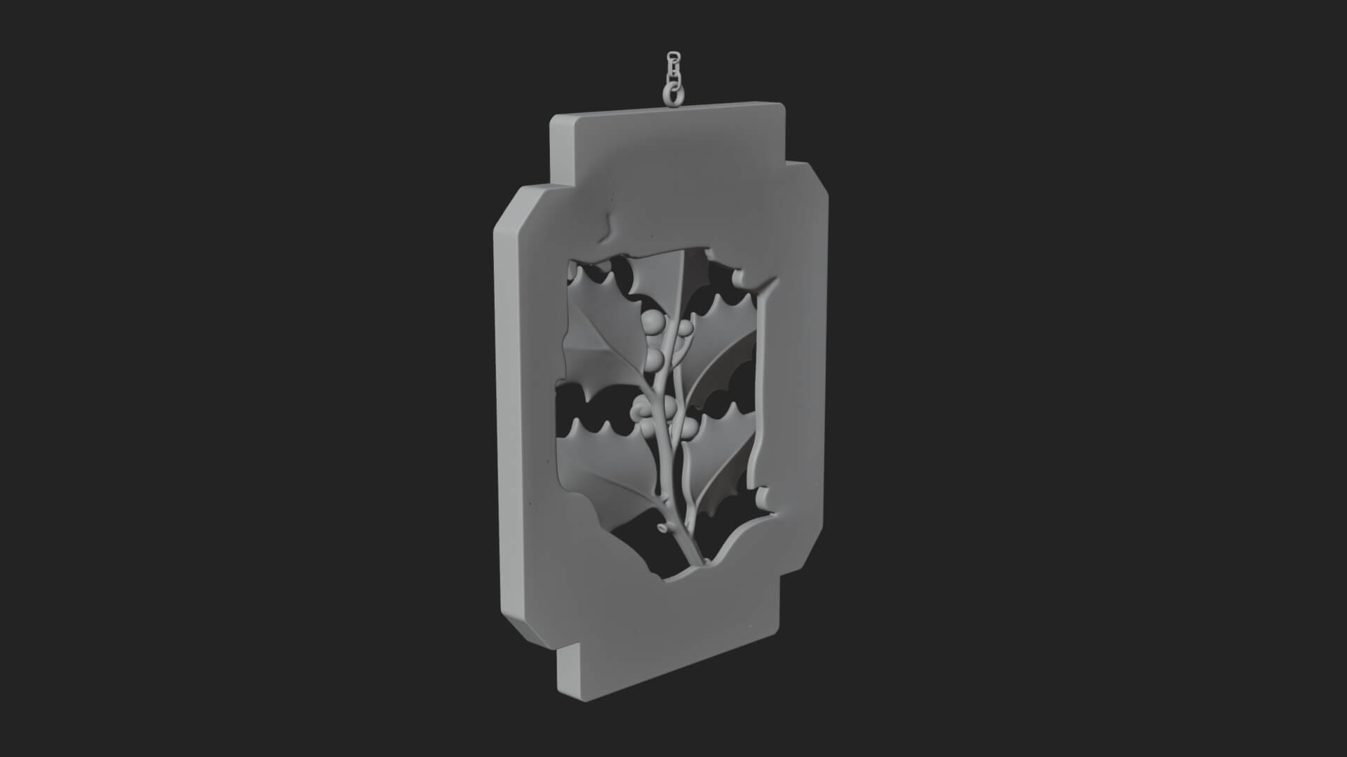 Holly Leaf Panel Ornament Design 4 3D Print Model 3D Model