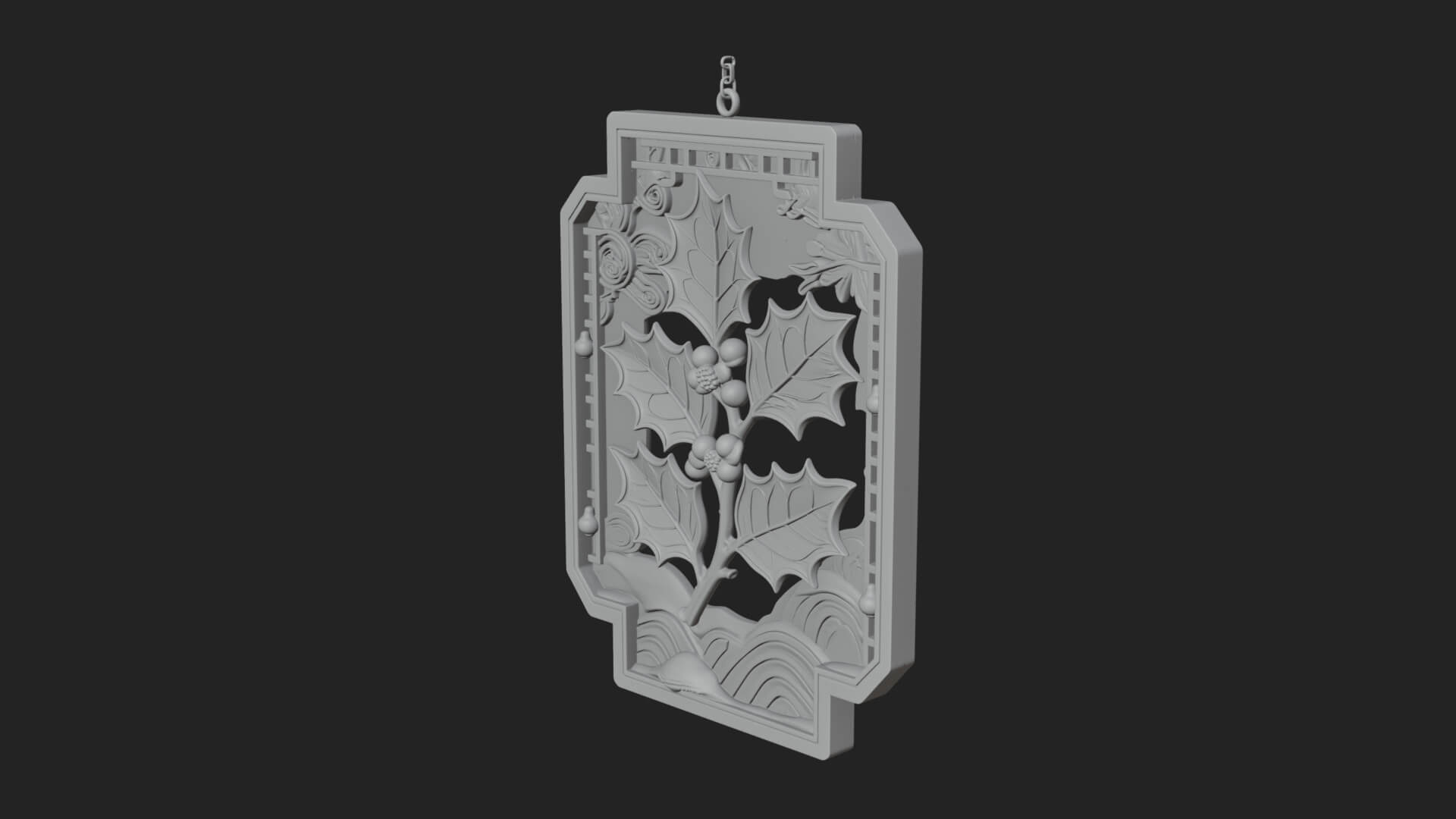 Holly Leaf Panel Ornament Design 4 3D Print Model 3D Model