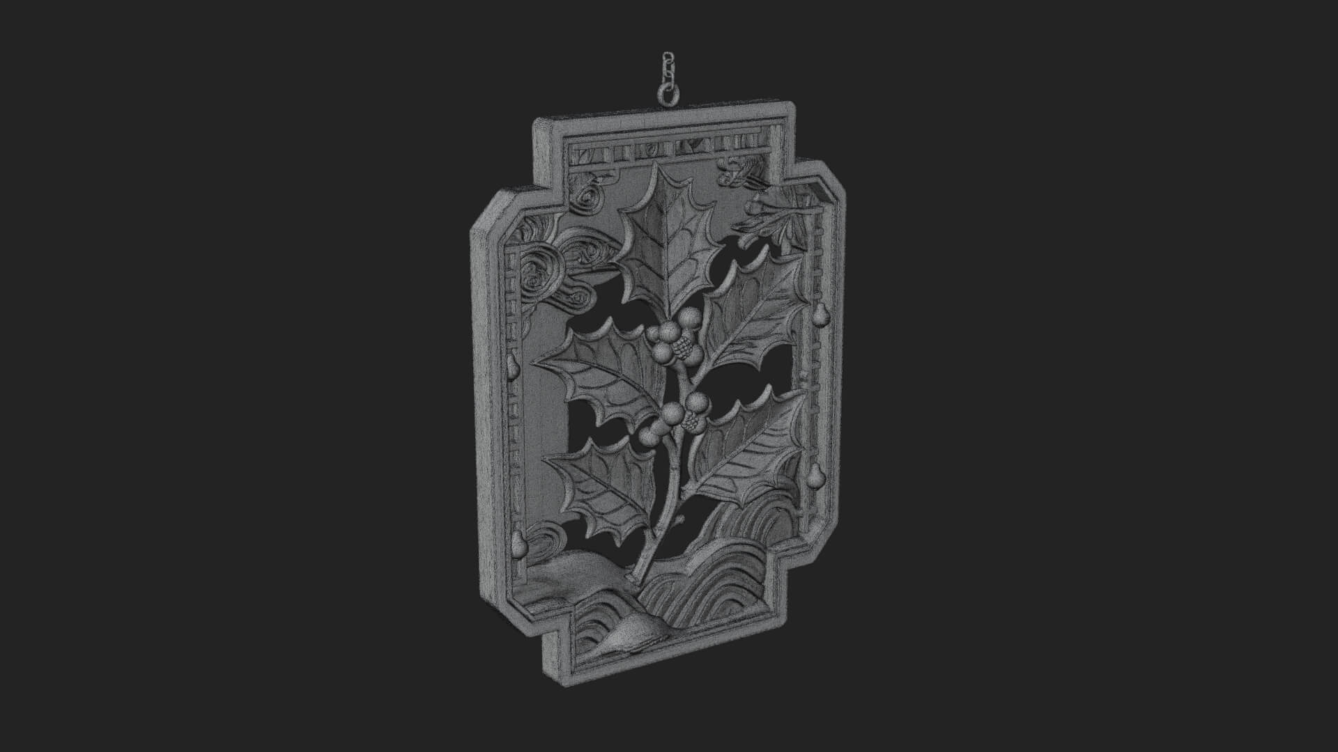 Holly Leaf Panel Ornament Design 4 3D Print Model 3D Model