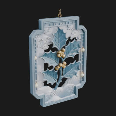 Holly Leaf Panel Ornament Design 4 3D Print Model