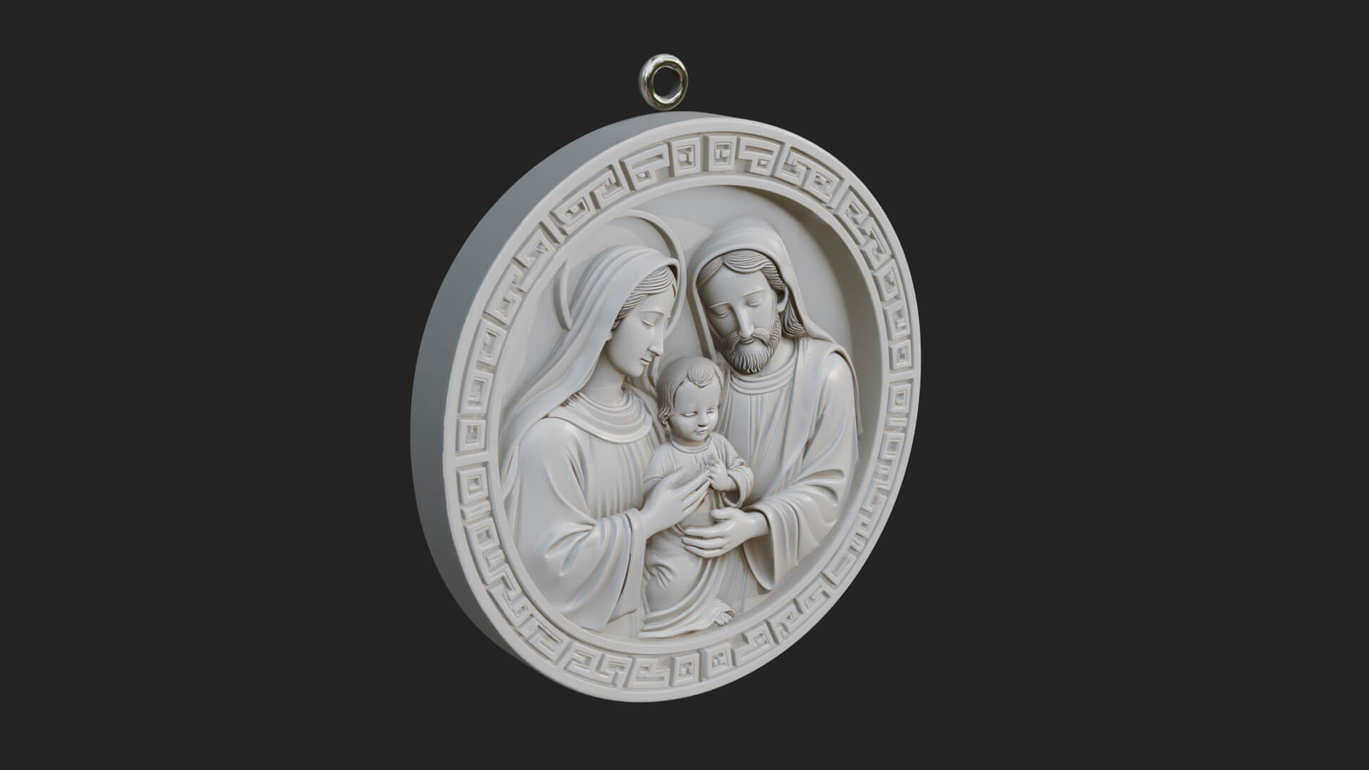 Holy Family Oval Relief Plaque Design 1 3D Print Model 3D Model