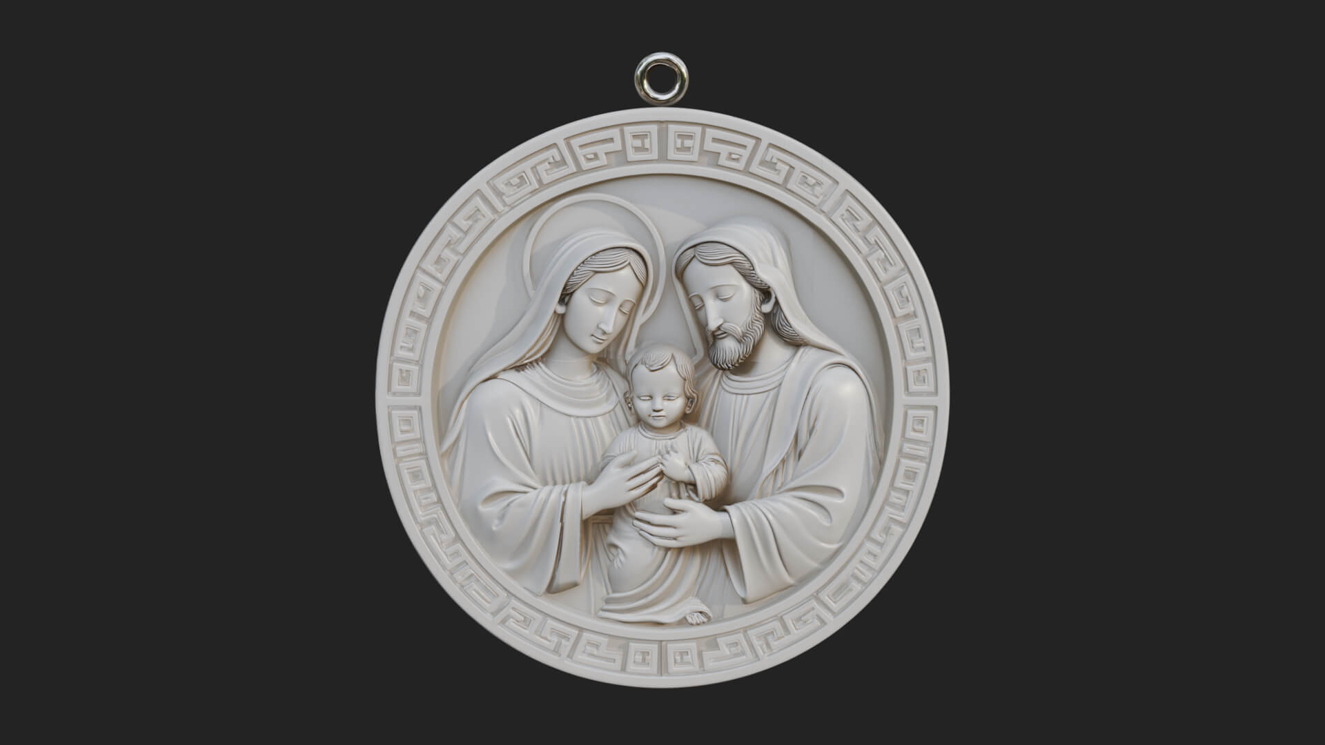 Holy Family Oval Relief Plaque Design 1 3D Print Model 3D Model