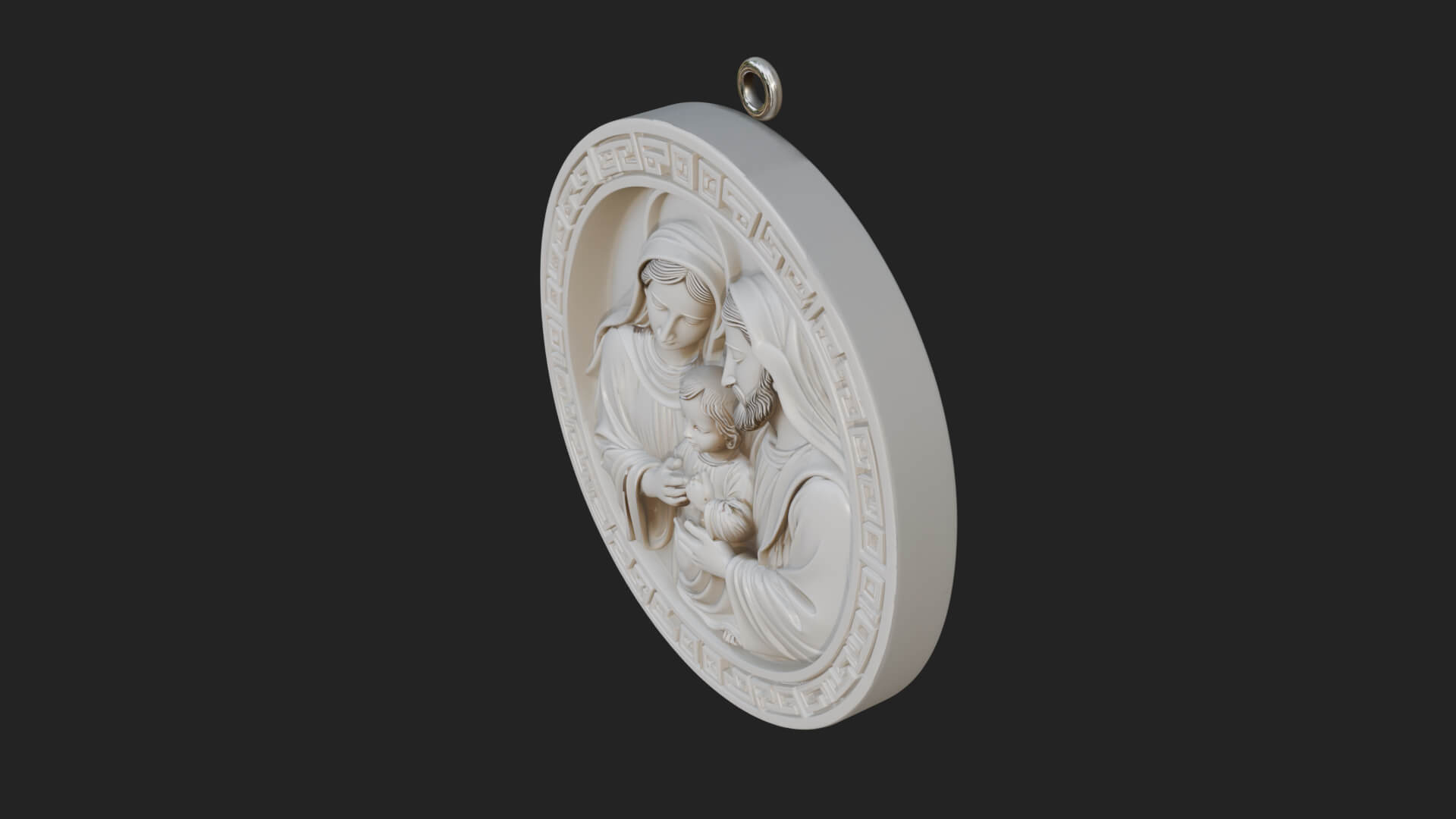Holy Family Oval Relief Plaque Design 1 3D Print Model 3D Model
