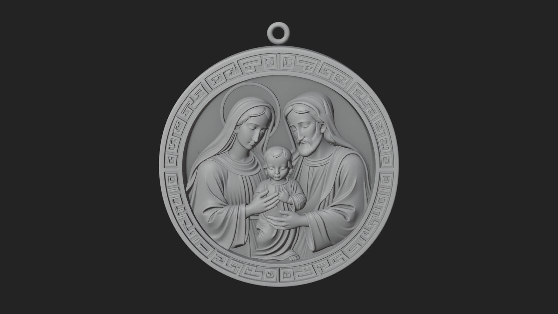 Holy Family Oval Relief Plaque Design 1 3D Print Model 3D Model