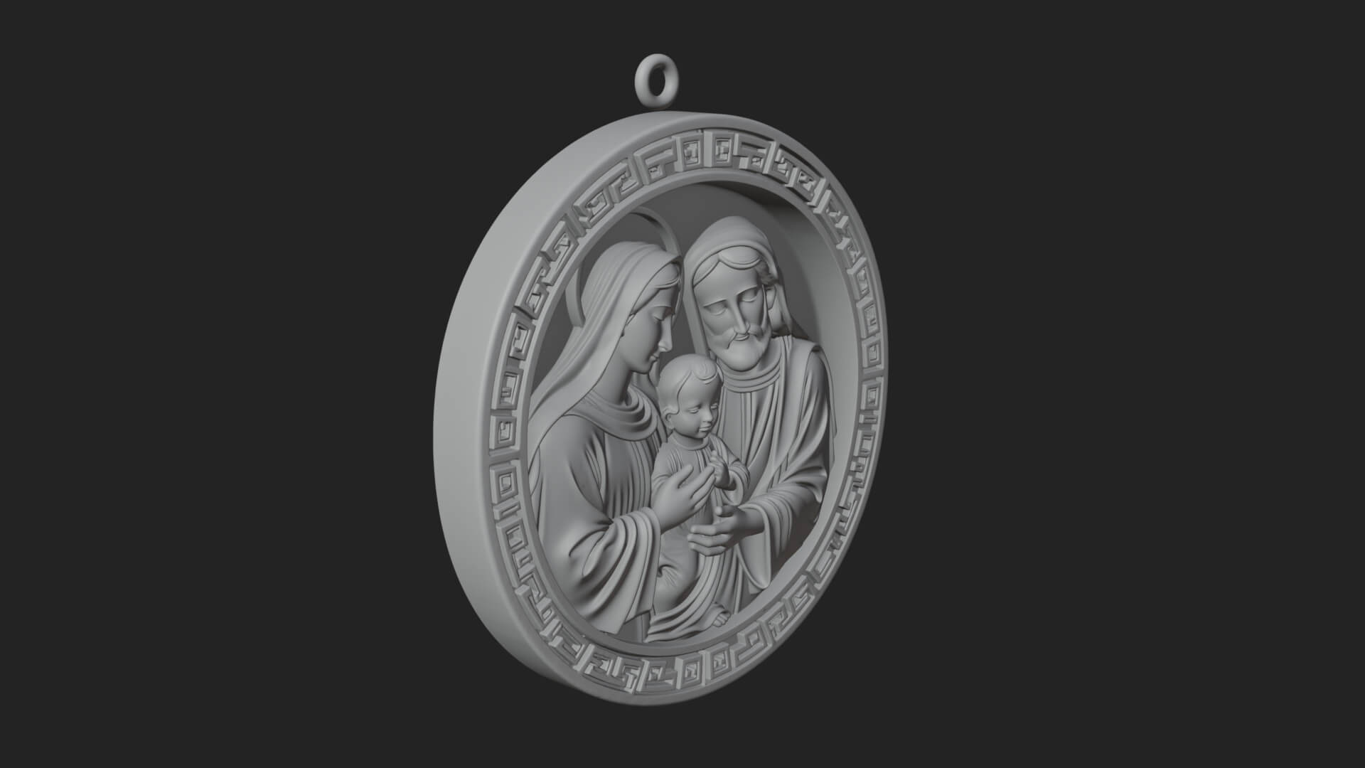 Holy Family Oval Relief Plaque Design 1 3D Print Model 3D Model