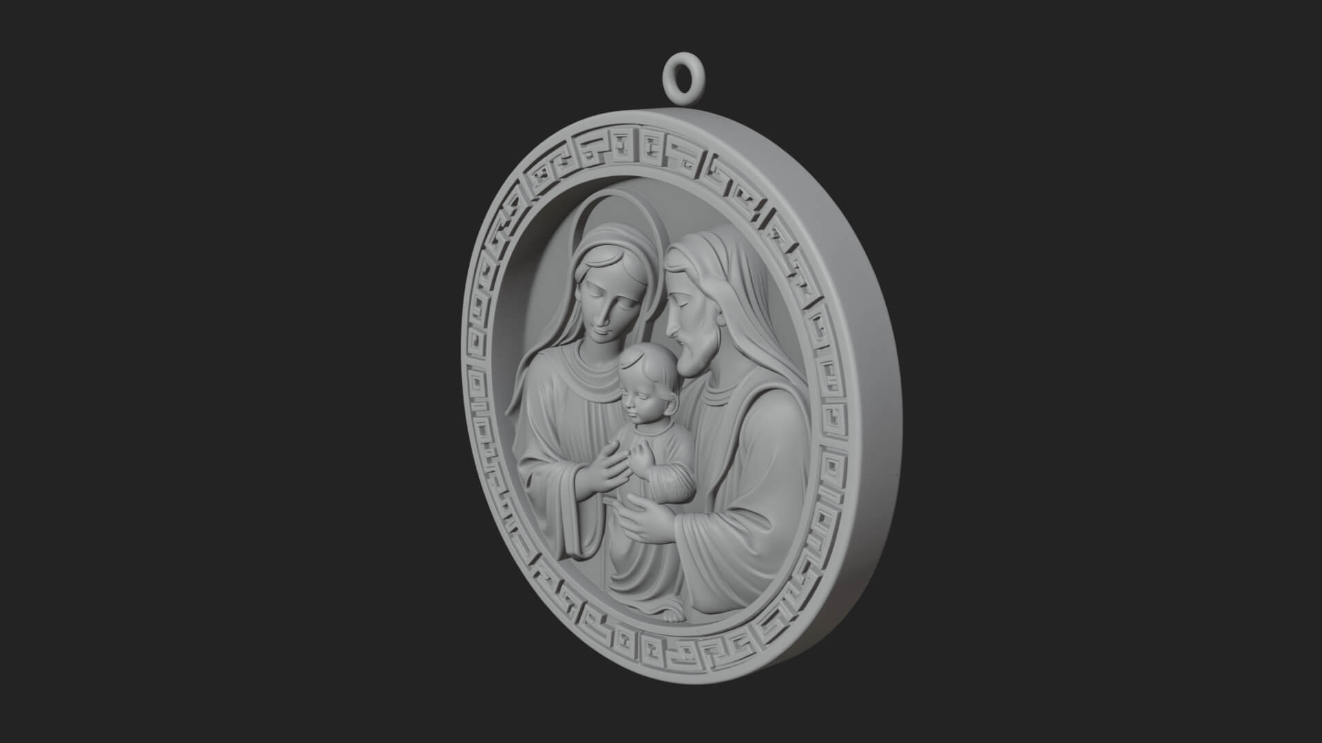 Holy Family Oval Relief Plaque Design 1 3D Print Model 3D Model