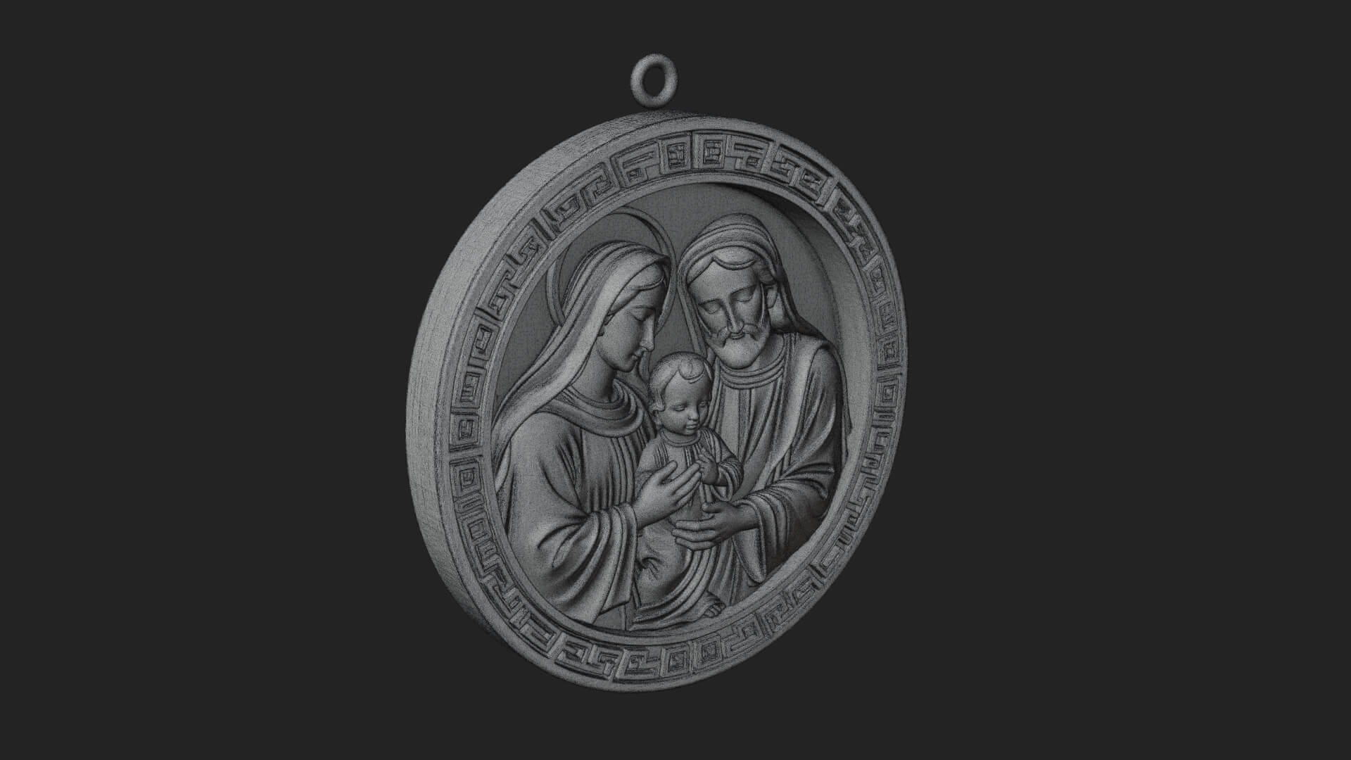 Holy Family Oval Relief Plaque Design 1 3D Print Model 3D Model