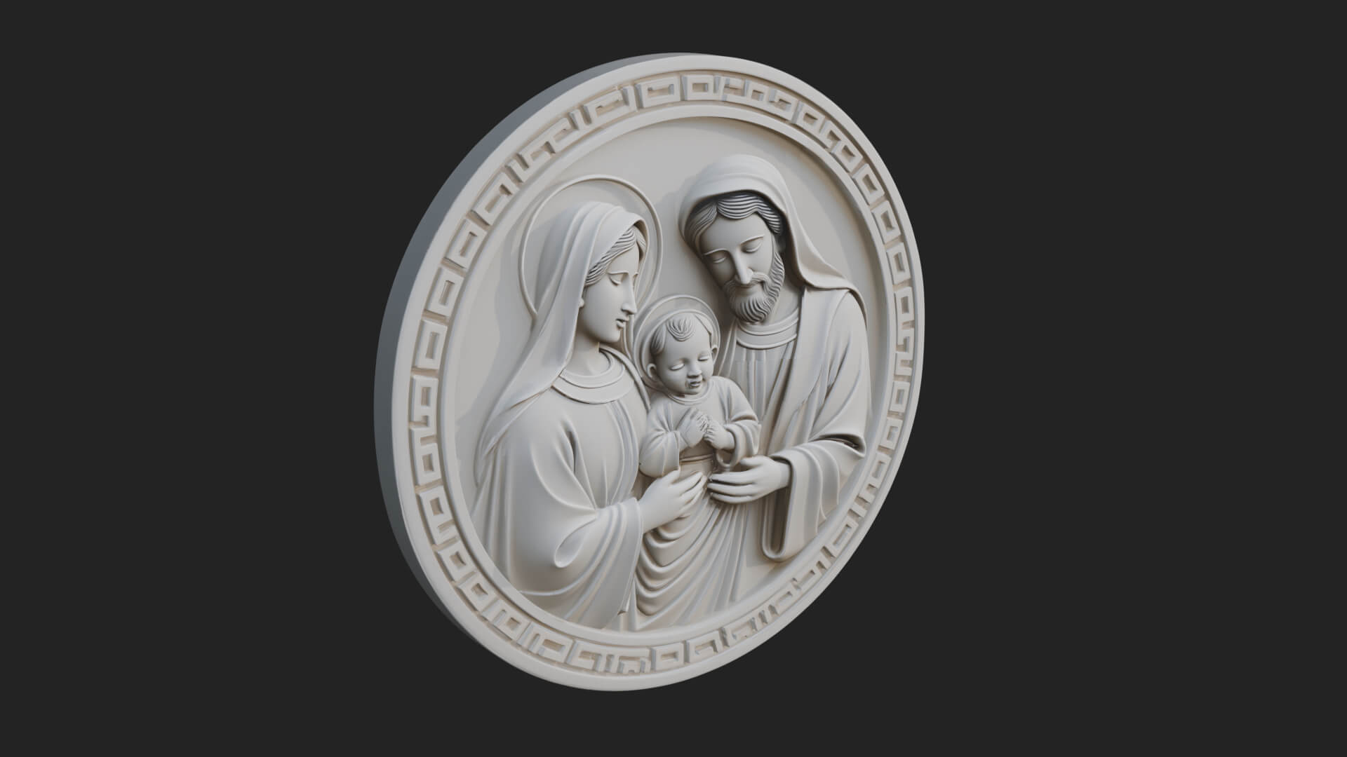 Holy Family Oval Relief Plaque Design 2 3D Print Model 3D Model