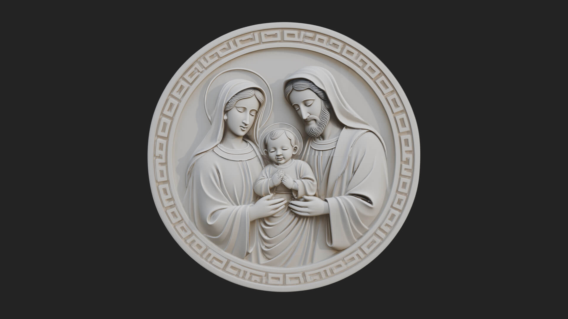 Holy Family Oval Relief Plaque Design 2 3D Print Model 3D Model