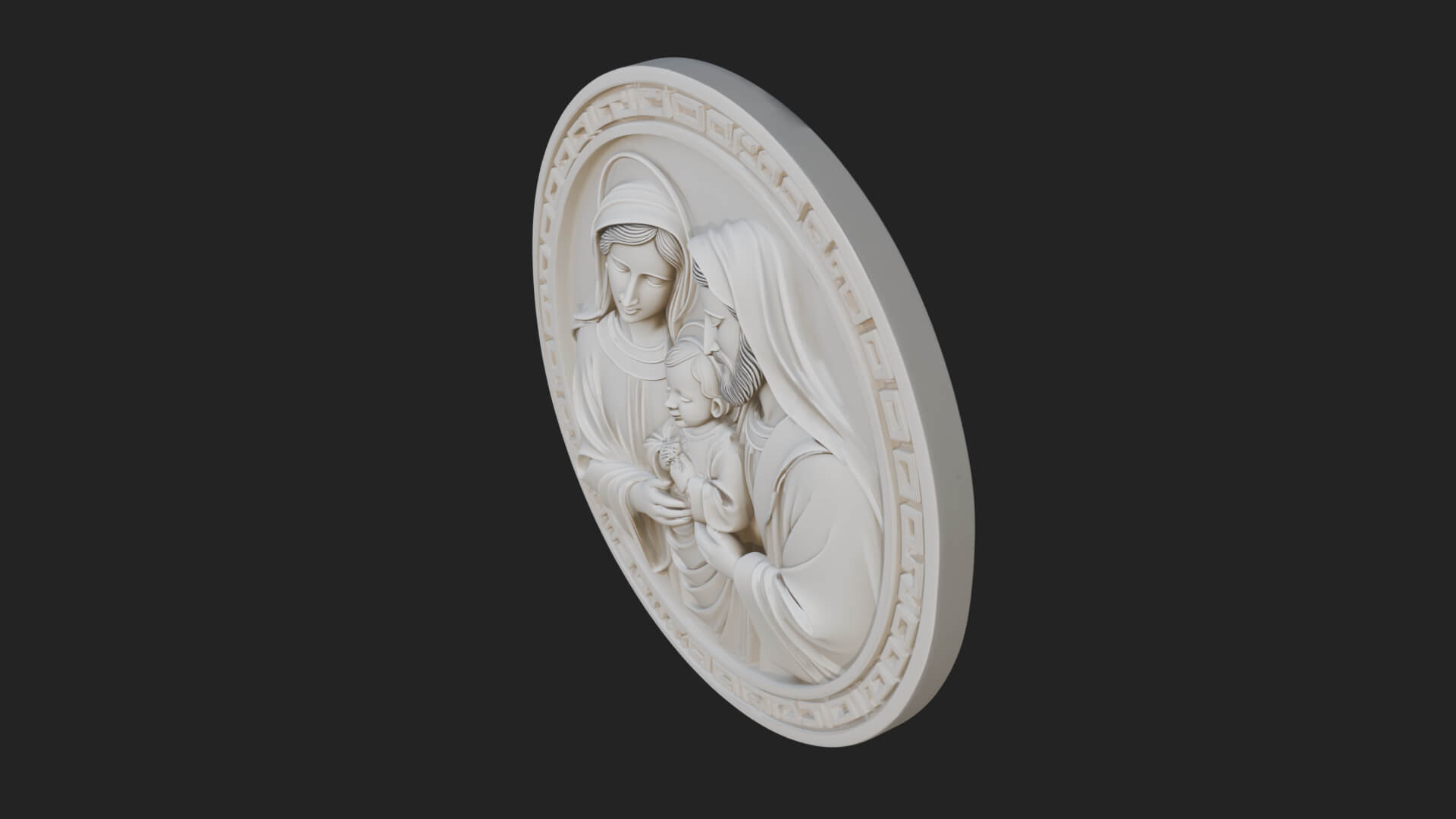 Holy Family Oval Relief Plaque Design 2 3D Print Model 3D Model