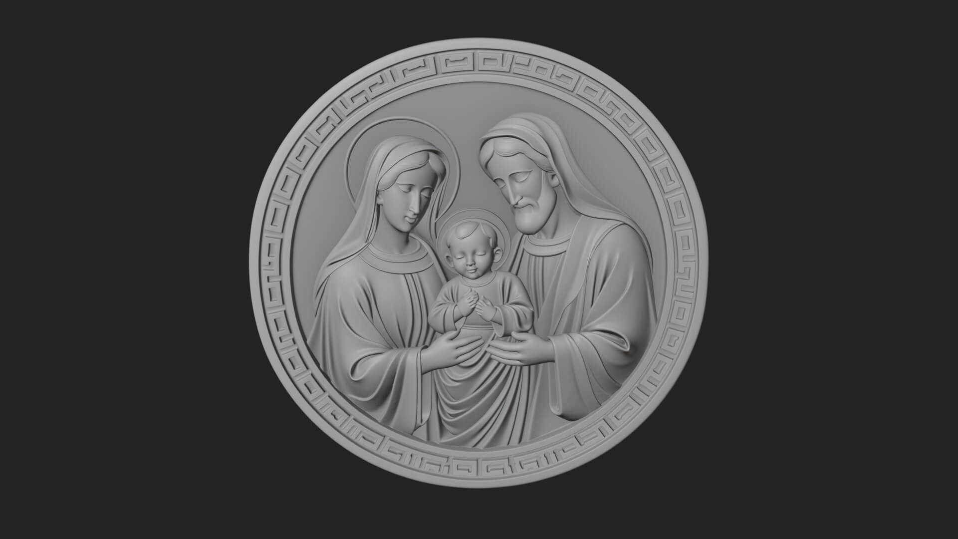 Holy Family Oval Relief Plaque Design 2 3D Print Model 3D Model