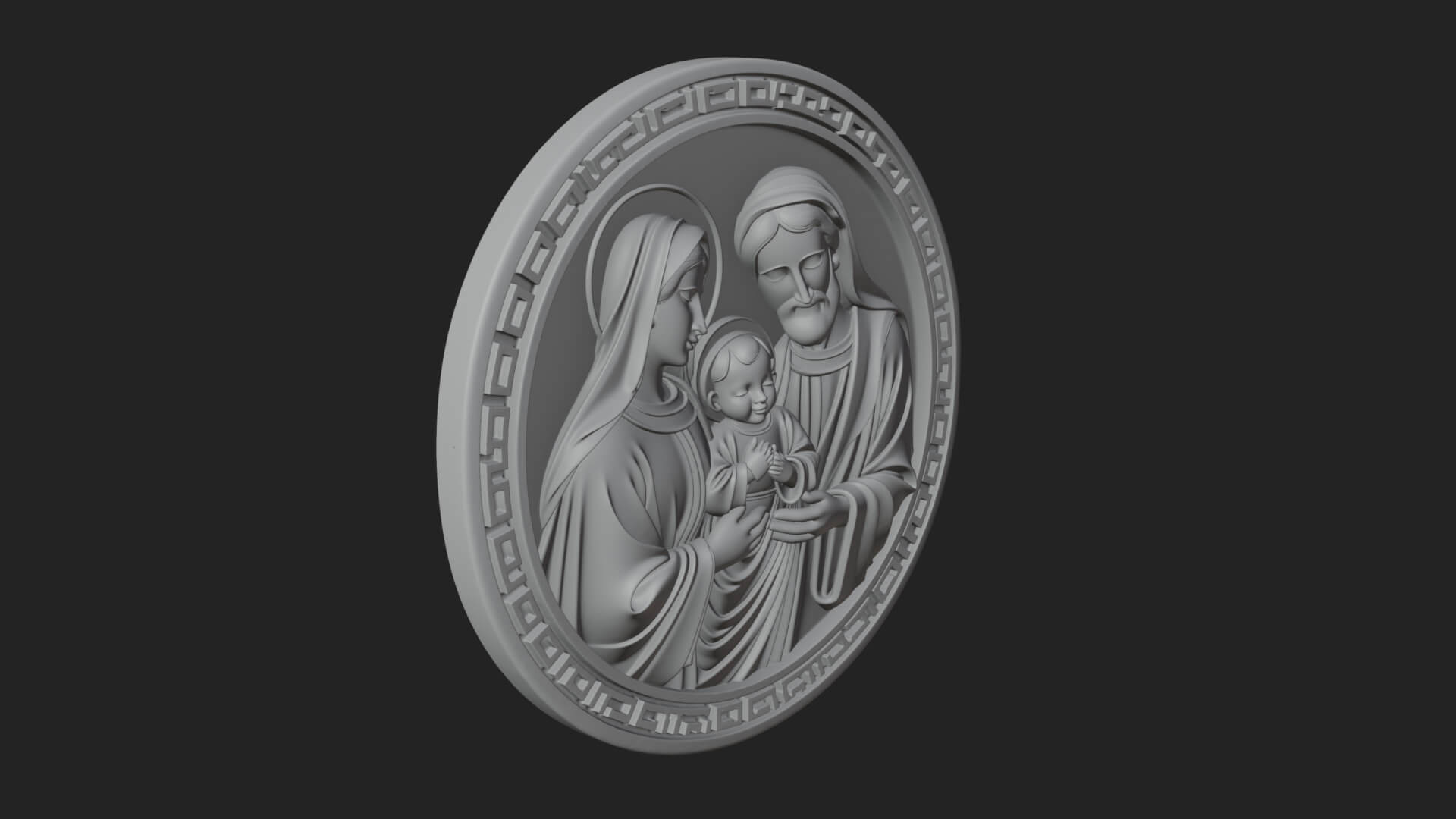 Holy Family Oval Relief Plaque Design 2 3D Print Model 3D Model