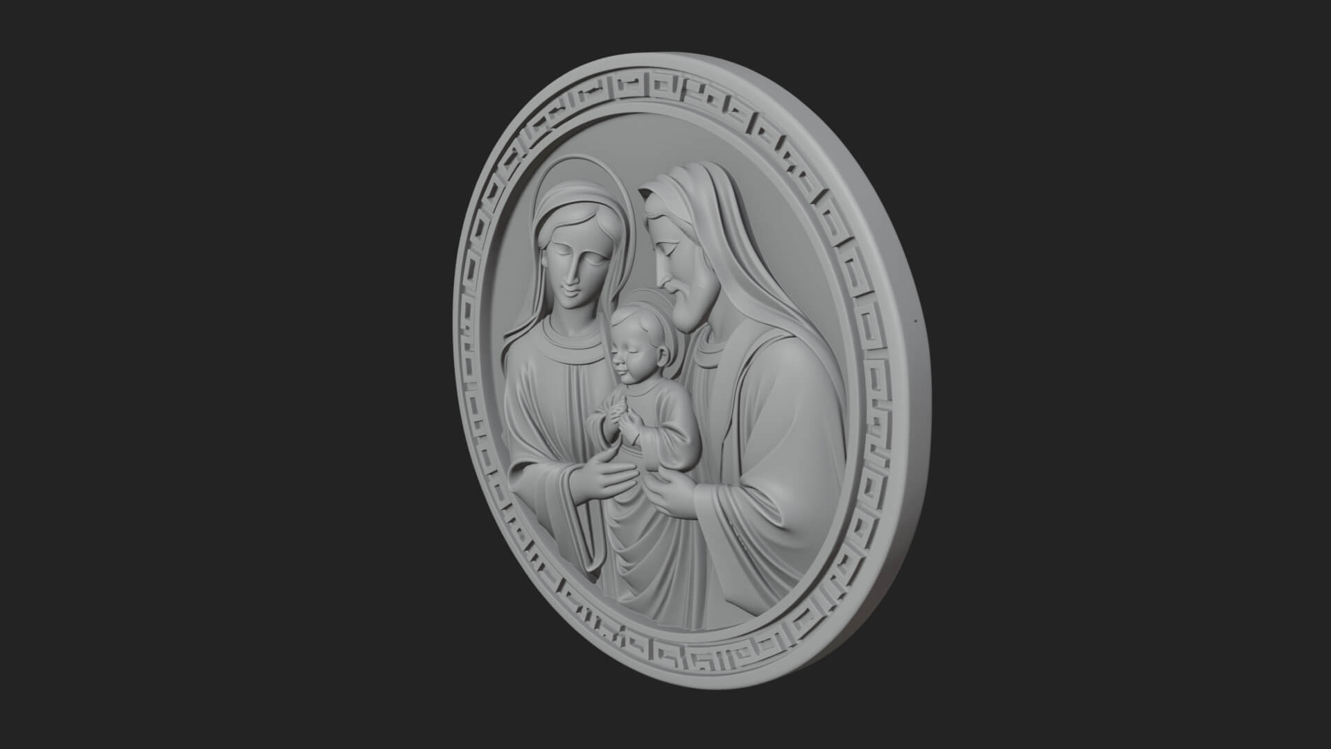 Holy Family Oval Relief Plaque Design 2 3D Print Model 3D Model