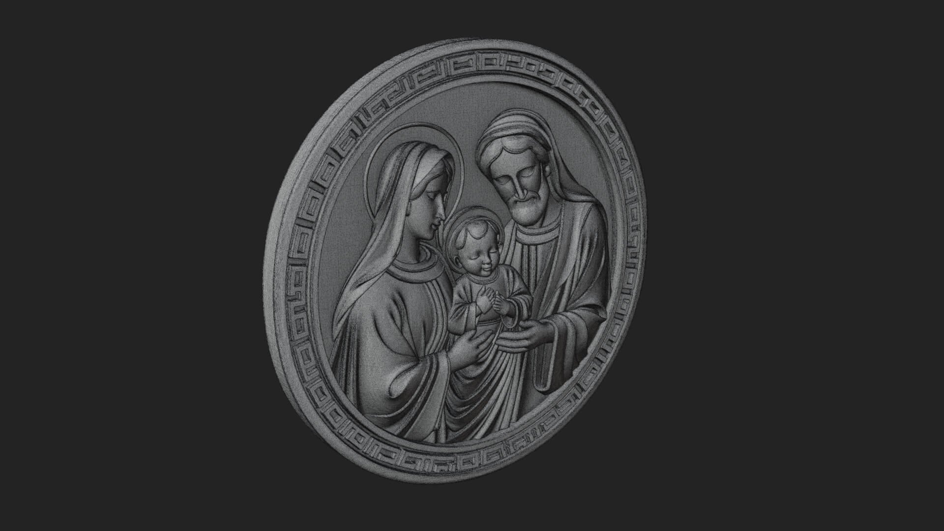 Holy Family Oval Relief Plaque Design 2 3D Print Model 3D Model