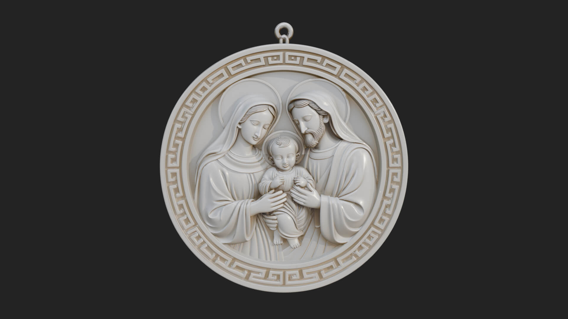 Holy Family Oval Relief Plaque Design 3 3D Print Model 3D Model