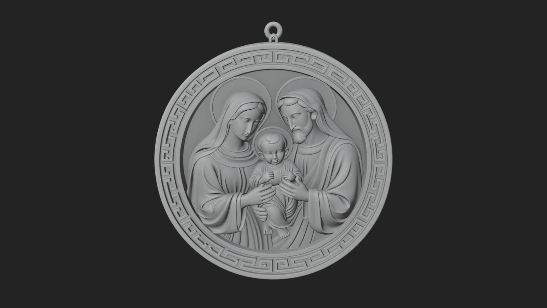 Holy Family Oval Relief Plaque Design 3 3D Print Model 3D Model