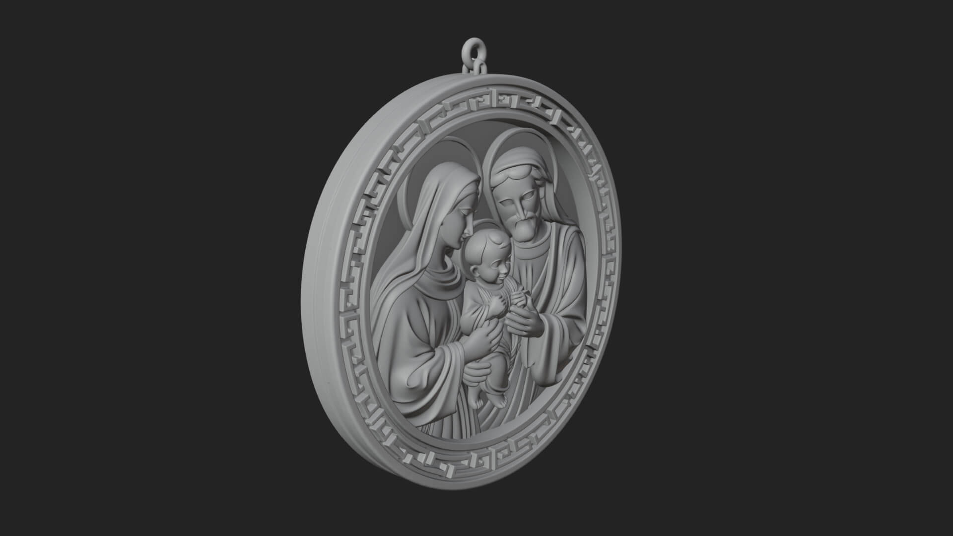 Holy Family Oval Relief Plaque Design 3 3D Print Model 3D Model