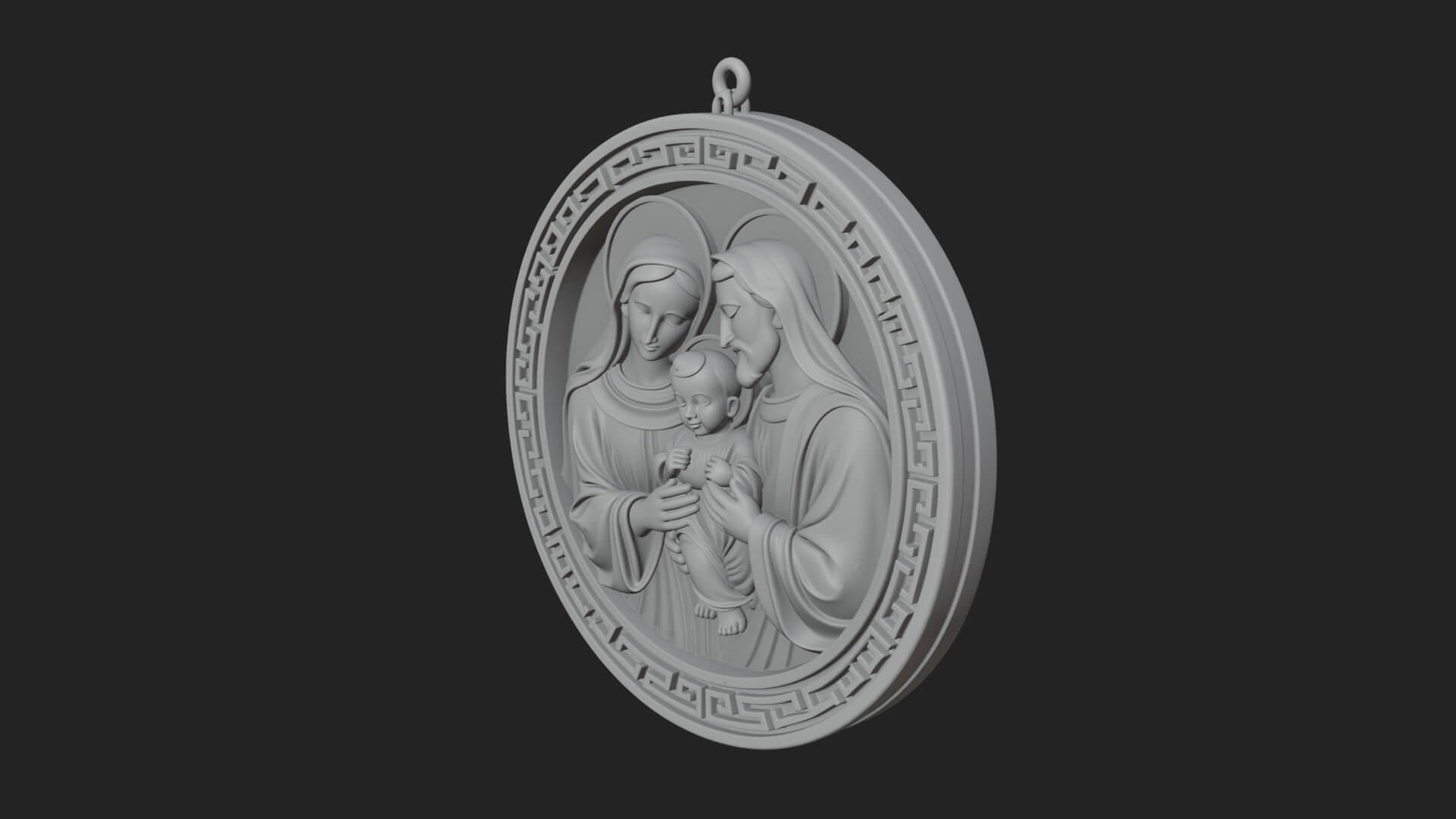 Holy Family Oval Relief Plaque Design 3 3D Print Model 3D Model