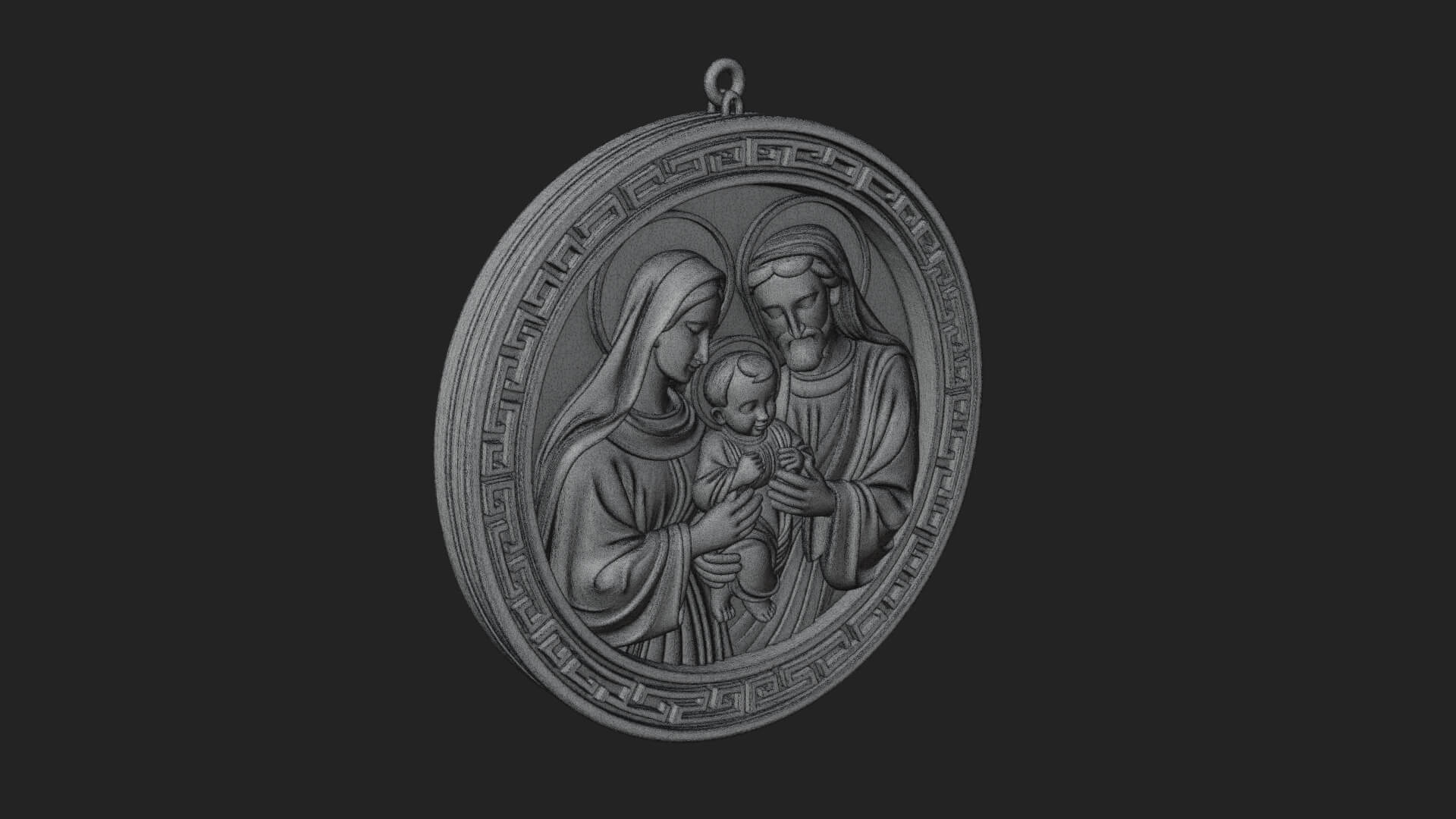 Holy Family Oval Relief Plaque Design 3 3D Print Model 3D Model