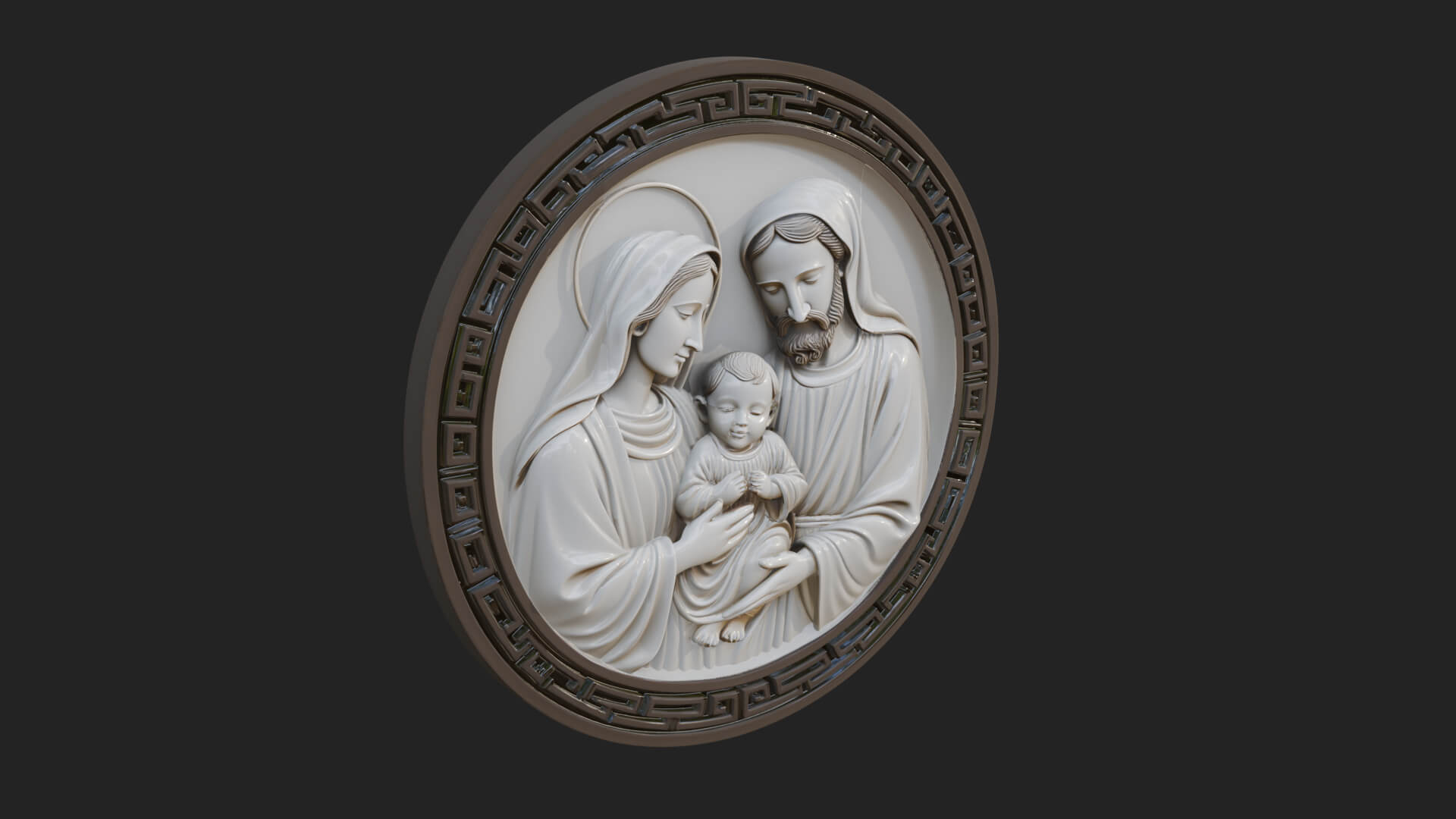 Holy Family Oval Relief Plaque Design 4 3D Print Model 3D Model