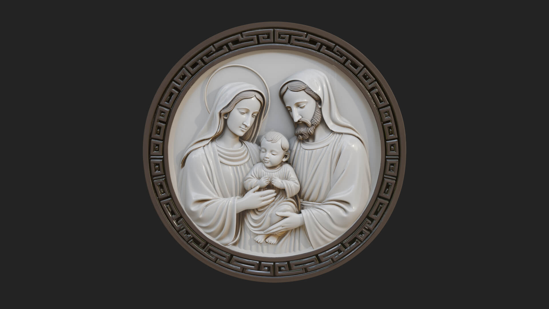 Holy Family Oval Relief Plaque Design 4 3D Print Model 3D Model