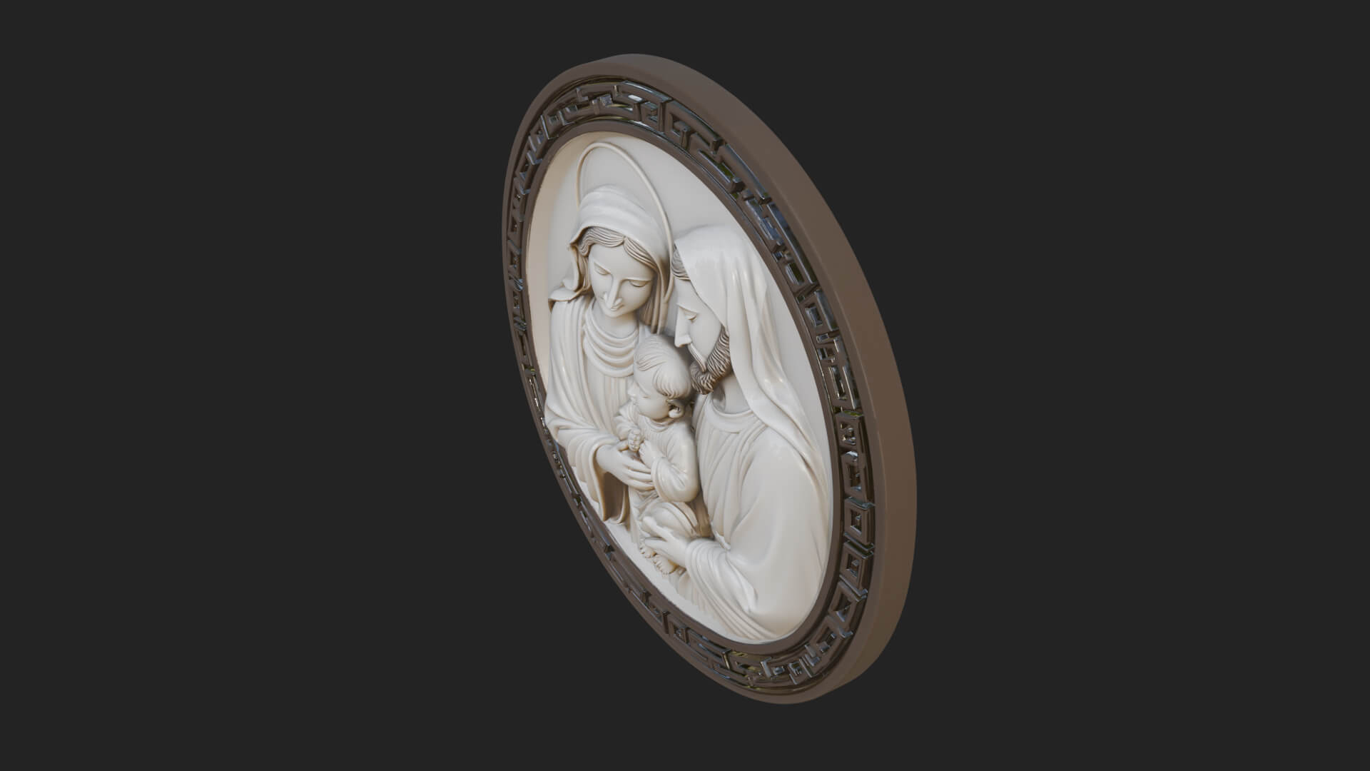 Holy Family Oval Relief Plaque Design 4 3D Print Model 3D Model