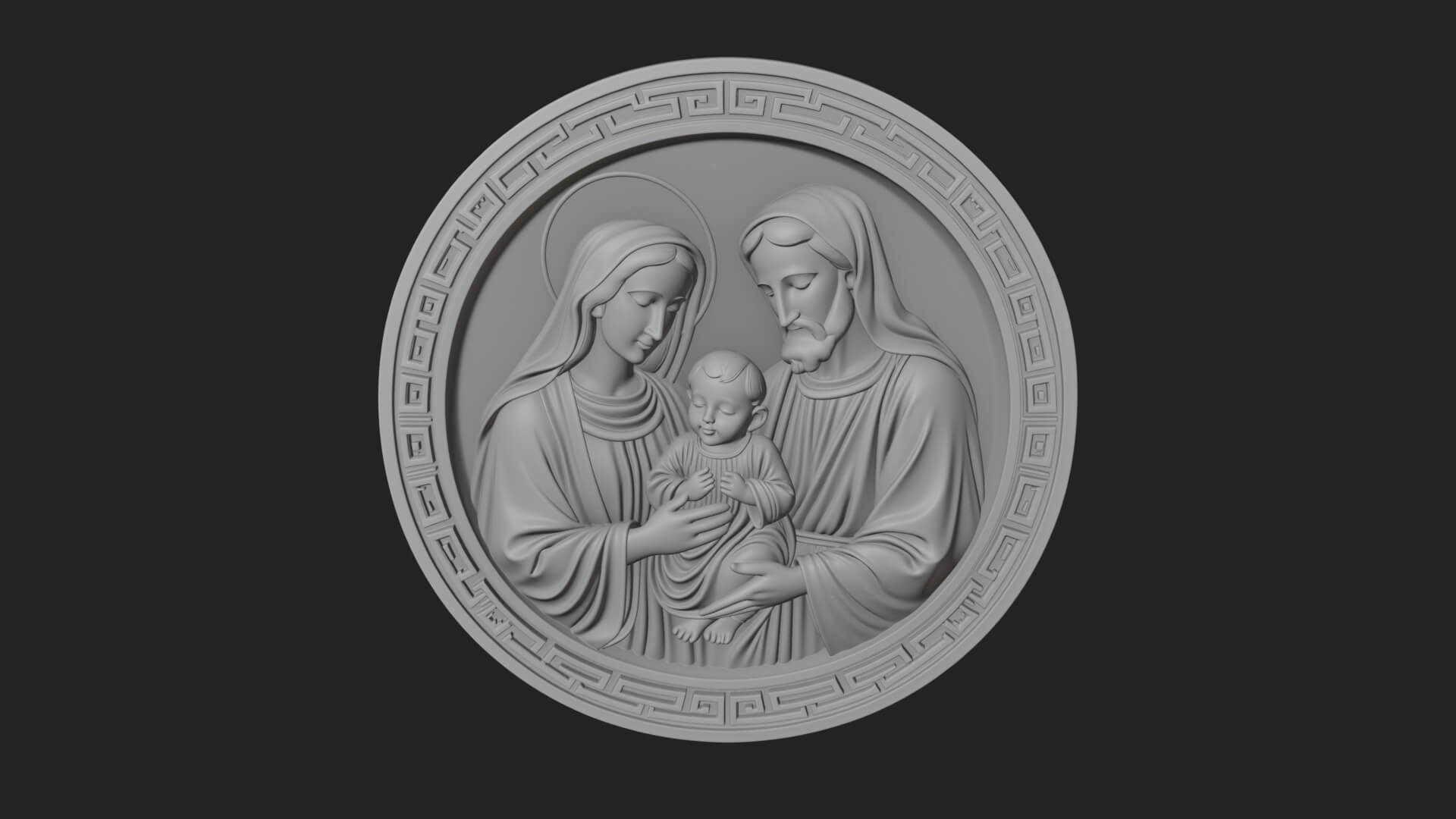 Holy Family Oval Relief Plaque Design 4 3D Print Model 3D Model