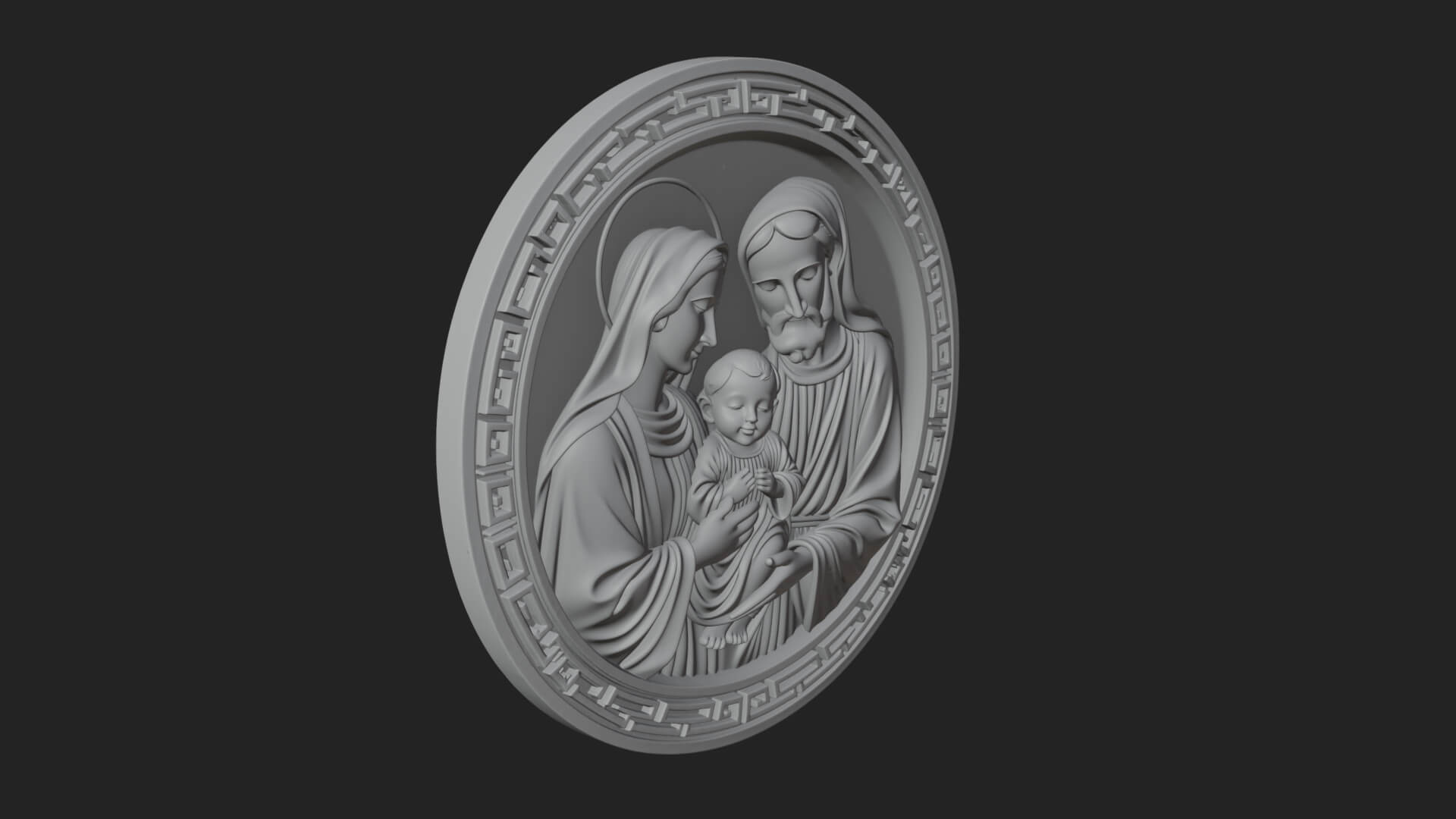 Holy Family Oval Relief Plaque Design 4 3D Print Model 3D Model