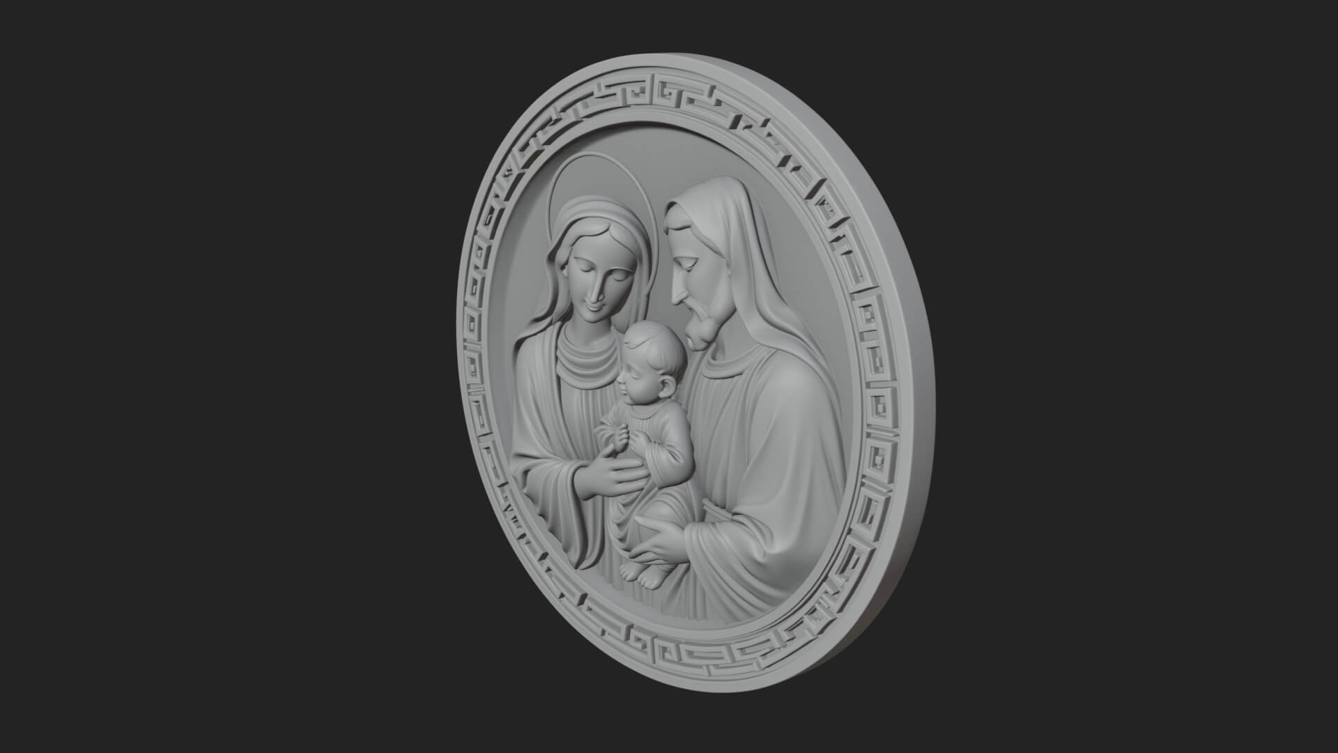Holy Family Oval Relief Plaque Design 4 3D Print Model 3D Model