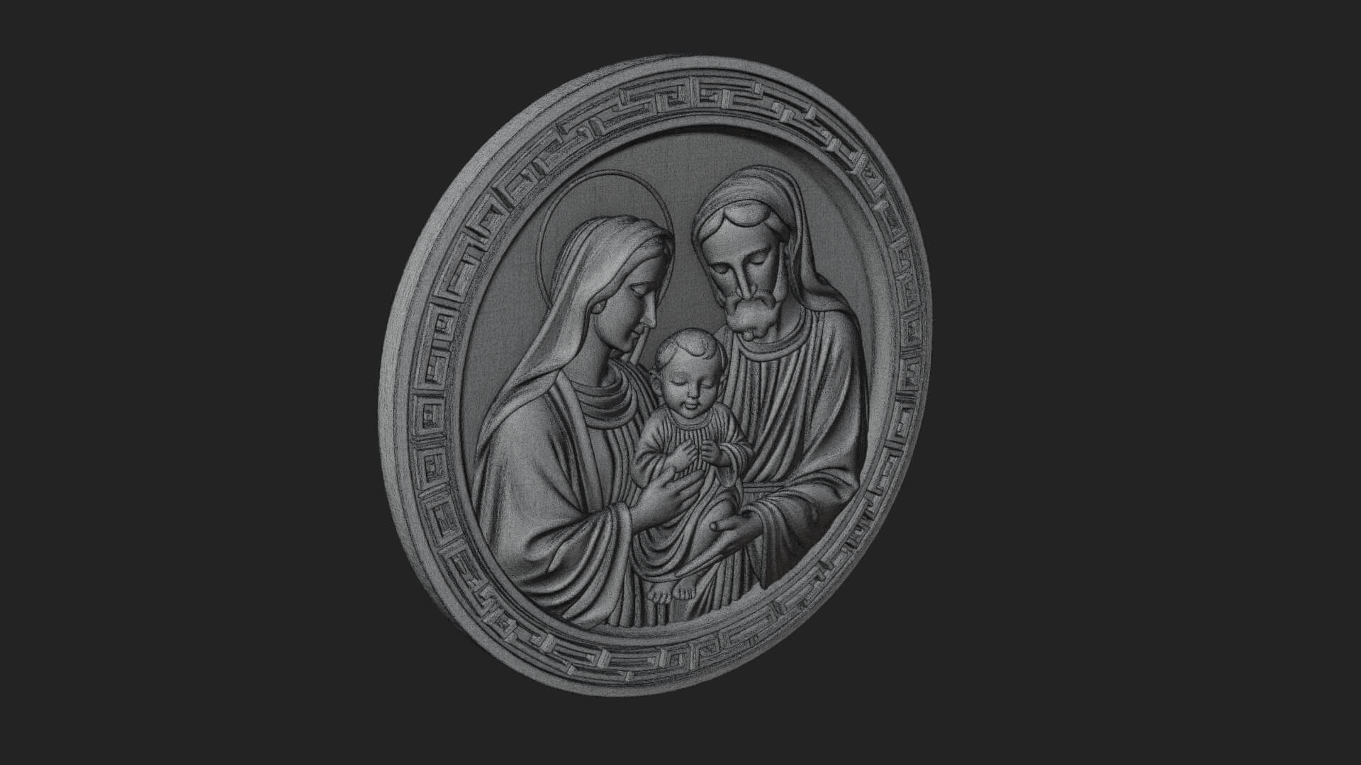 Holy Family Oval Relief Plaque Design 4 3D Print Model 3D Model