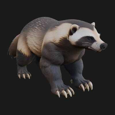 Honey Badger Statue Design 1 3D Print Model
